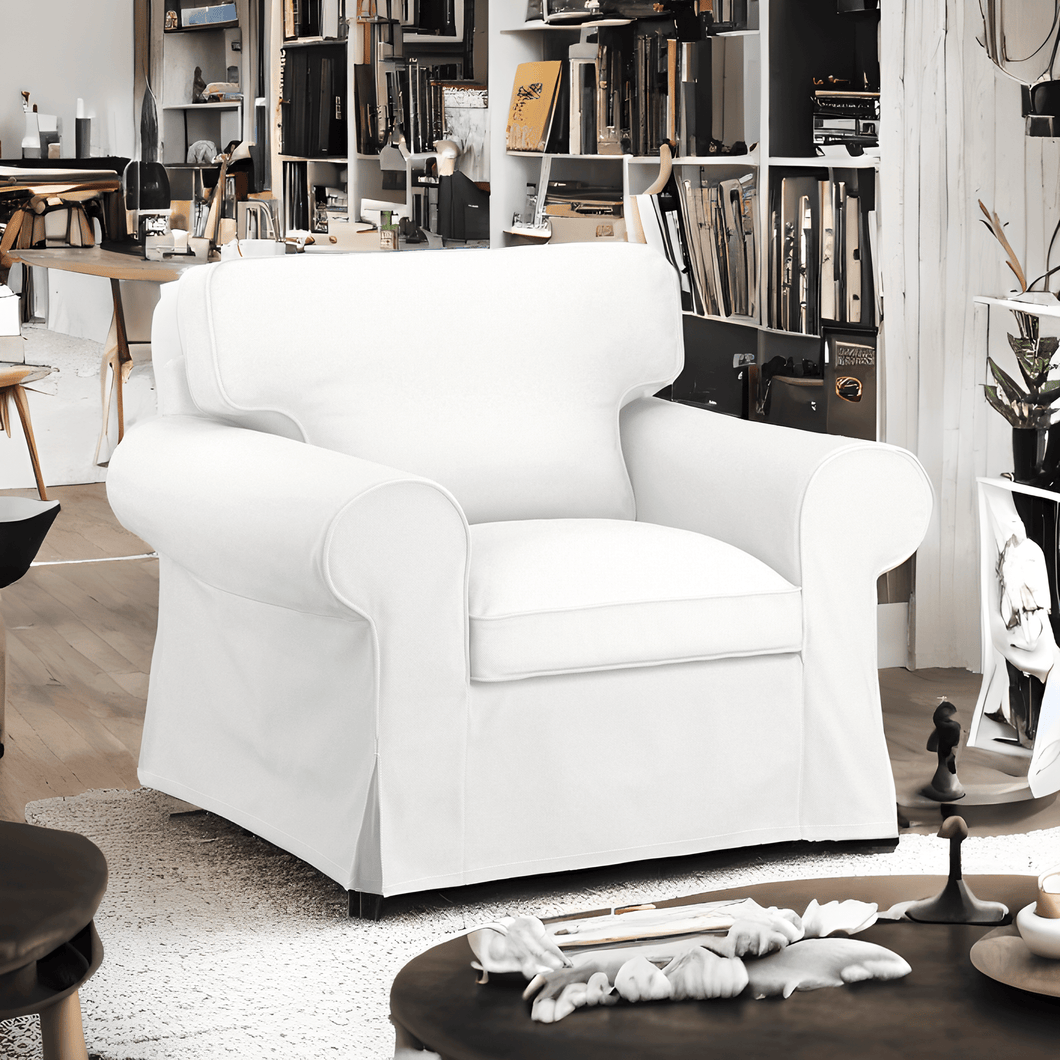 Rockin Cushions IKEA Ektorp Sofa IKEA EKTORP Armchair Slip Cover, Solid White