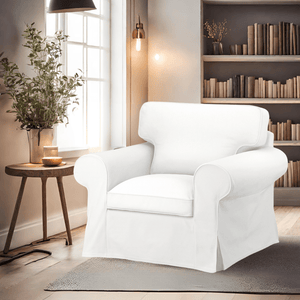 Rockin Cushions IKEA Ektorp Sofa Solid White Slip Cover, Compatible with IKEA EKTORP Armchair
