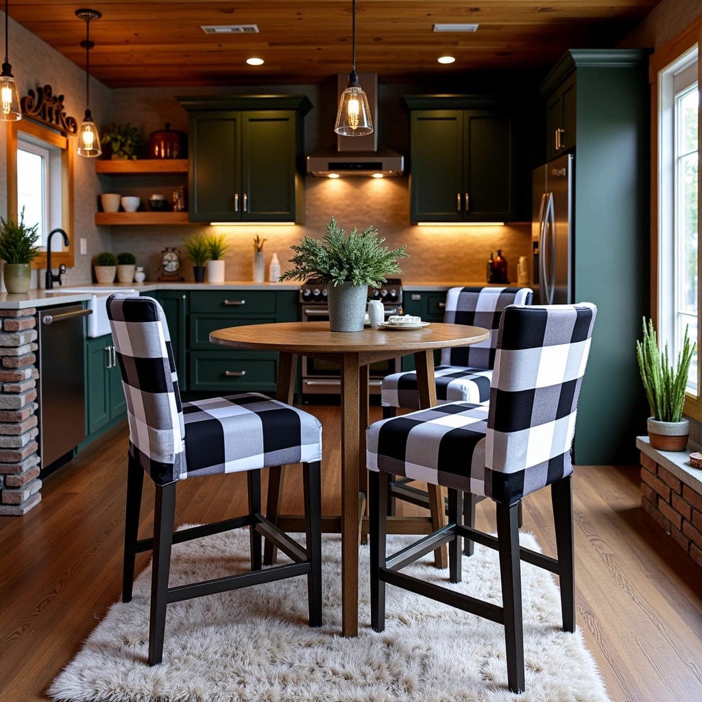 Rockin Cushions IKEA Henriksdal Barstool 2 Pack, Black Check Barstool Covers, Compatible with IKEA Henriksdal