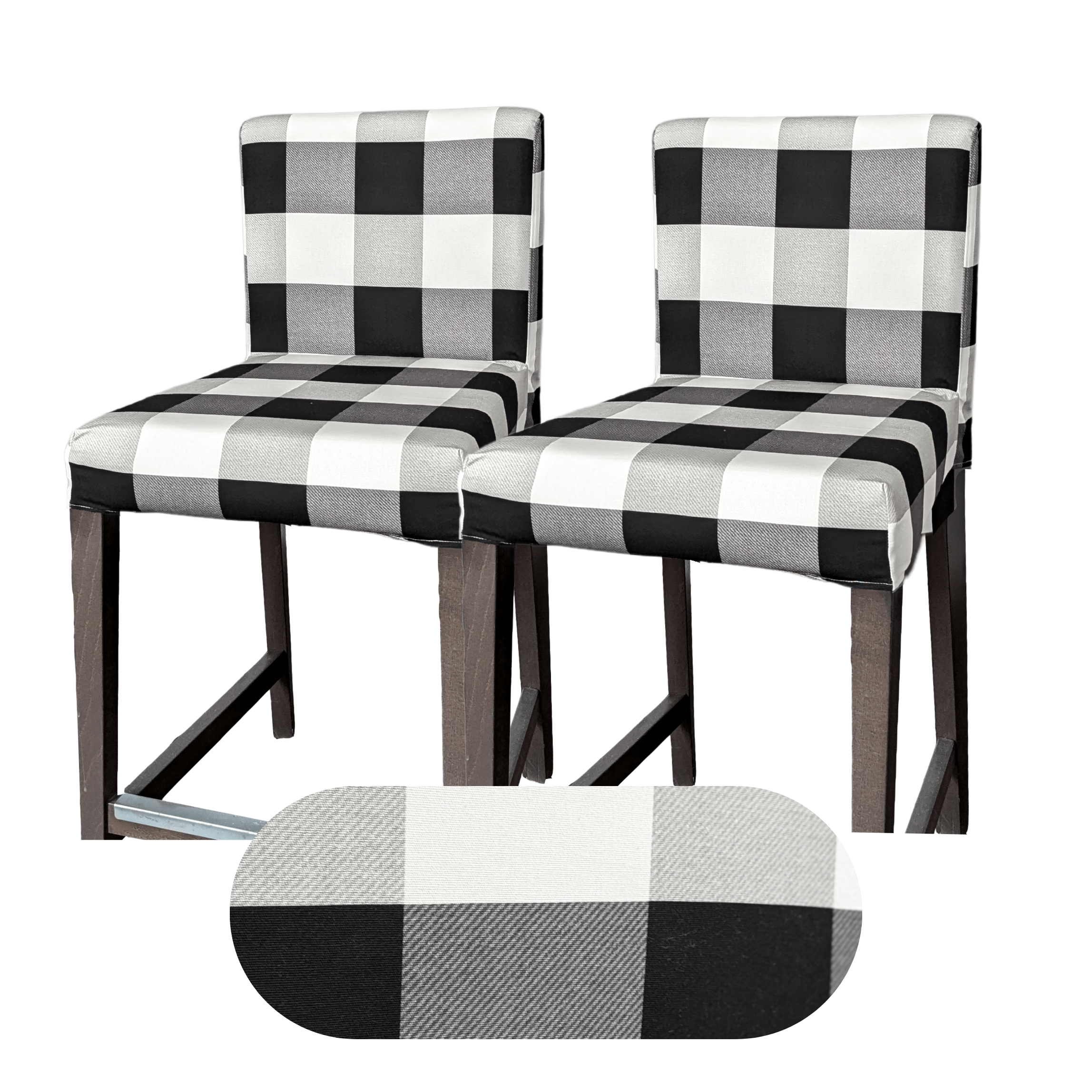 Rockin Cushions IKEA Henriksdal Barstool 2 Pack, Black Check Barstool Covers, Compatible with IKEA Henriksdal