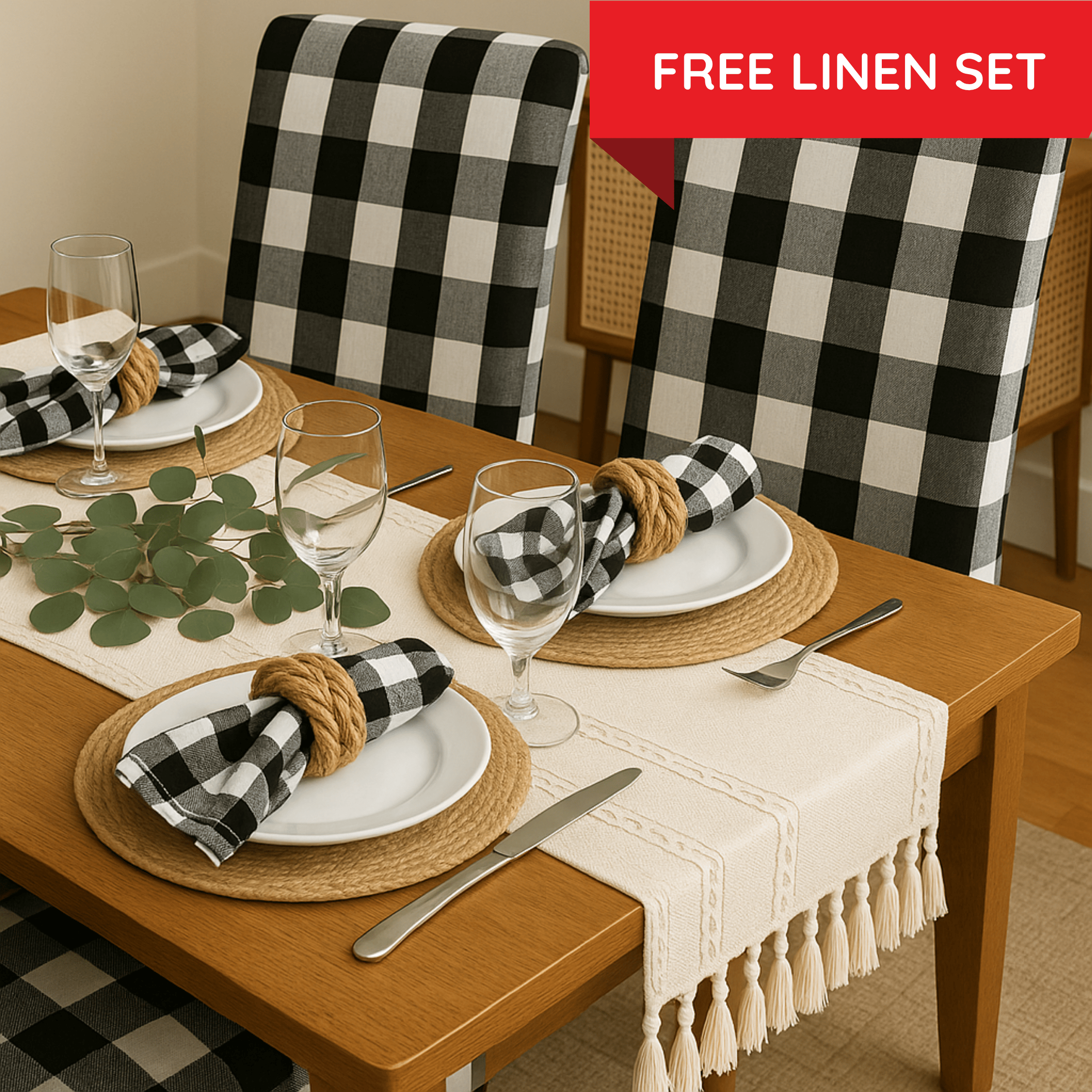 Rockin Cushions IKEA Henriksdal Barstool 2 Pack, Black Check Barstool Covers, Compatible with IKEA Henriksdal, Euro/Aus