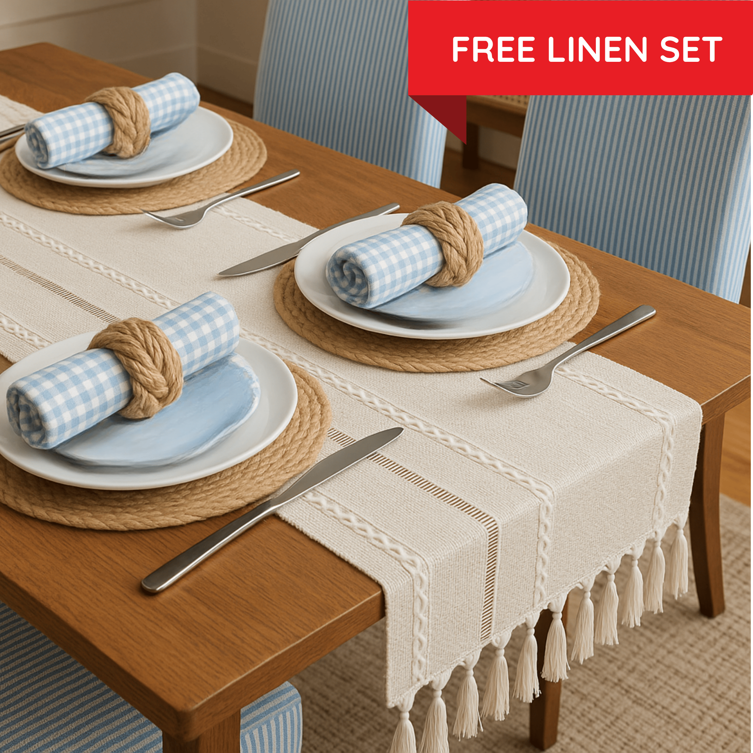 Rockin Cushions IKEA Henriksdal Barstool 2 Pack, Blue Ticking Stripe Barstool Covers, Compatible with IKEA Henriksdal