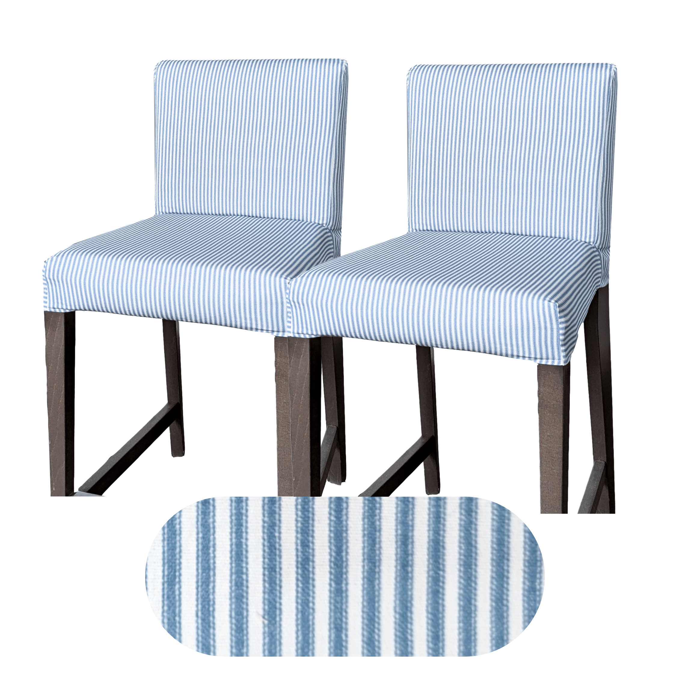 Rockin Cushions IKEA Henriksdal Barstool 2 Pack, Blue Ticking Stripe Barstool Covers, Compatible with IKEA Henriksdal