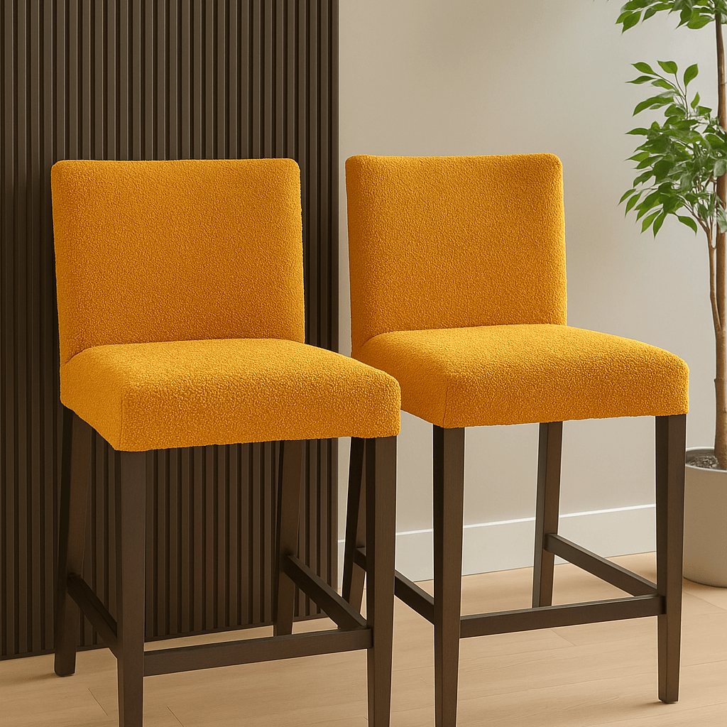 Rockin Cushions IKEA Henriksdal Barstool 2 Pack, Boucle Cinnamon Brown Shearling Barstool Covers, Compatible with IKEA Henriksdal