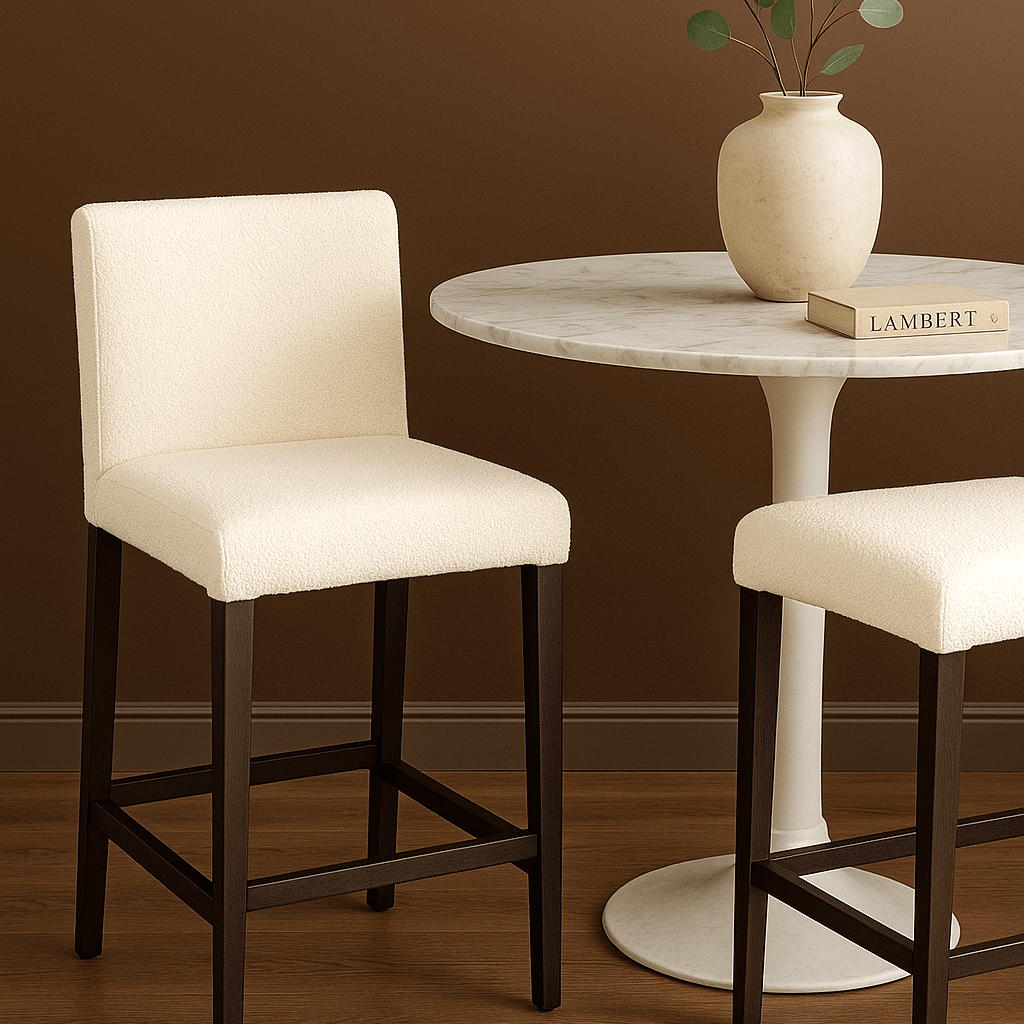 Rockin Cushions IKEA Henriksdal Barstool 2 Pack, Boucle Natural White Shearling Barstool Covers, Compatible with IKEA Henriksdal