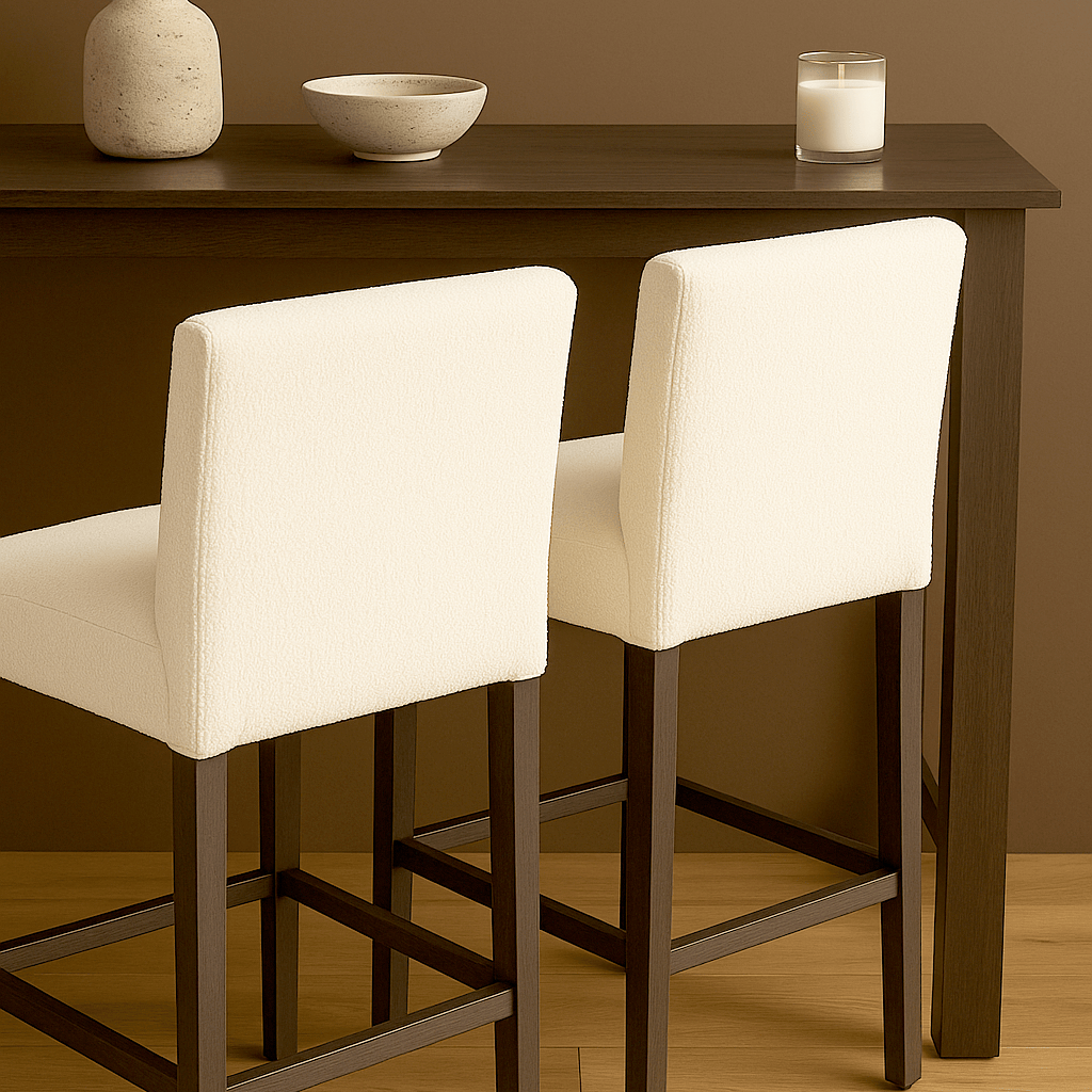 Rockin Cushions IKEA Henriksdal Barstool 2 Pack, Boucle Natural White Shearling Barstool Covers, Compatible with IKEA Henriksdal