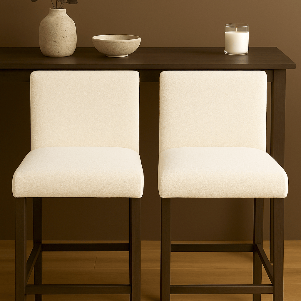 Rockin Cushions IKEA Henriksdal Barstool 2 Pack, Boucle Natural White Shearling Barstool Covers, Compatible with IKEA Henriksdal