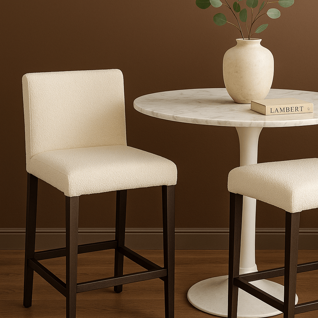 Rockin Cushions IKEA Henriksdal Barstool 2 Pack, Boucle Natural White Shearling Barstool Covers, Compatible with IKEA Henriksdal, Euro/Aus