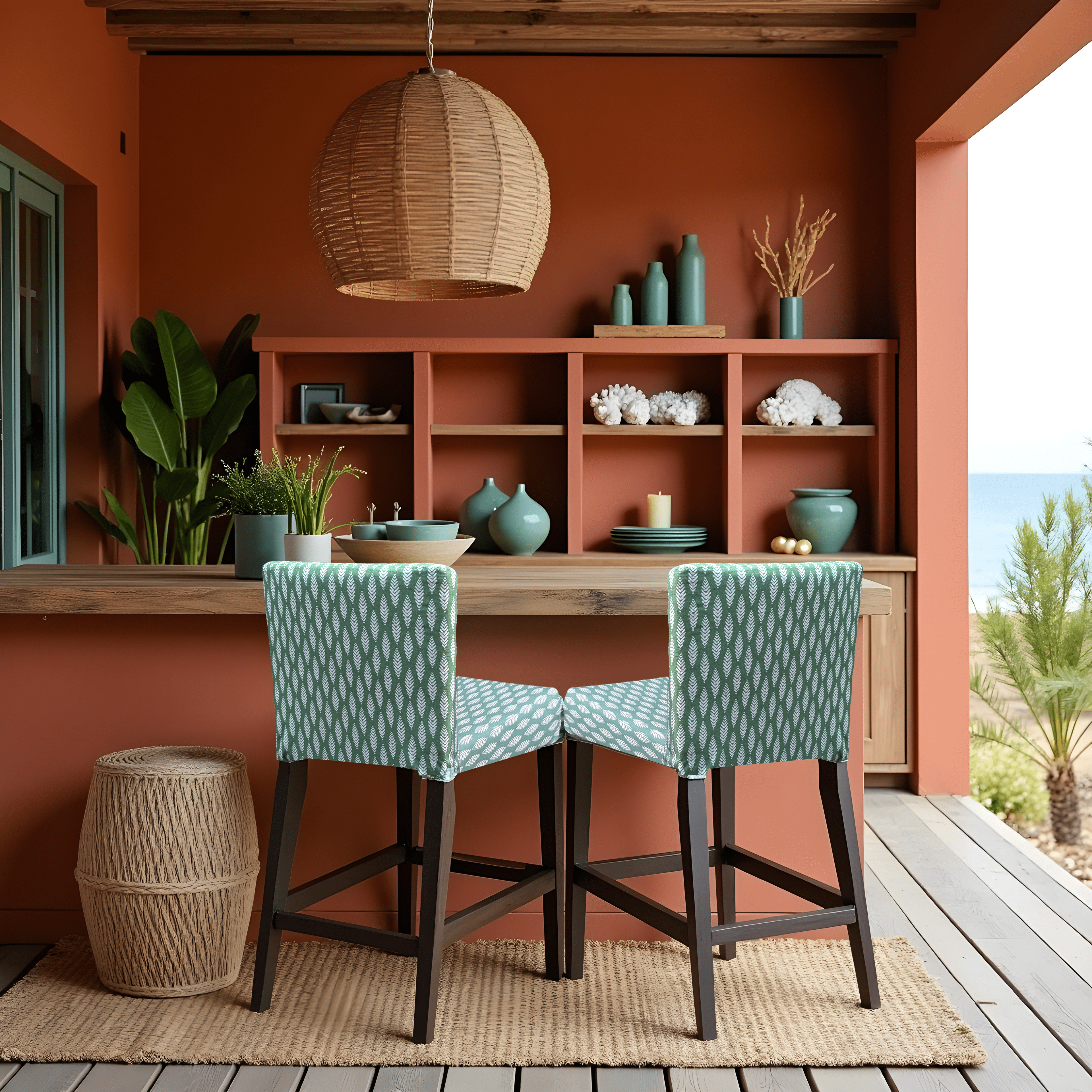 Rockin Cushions IKEA Henriksdal Barstool 2 Pack, Leaf Sage Green Barstool Covers, Compatible with IKEA Henriksdal