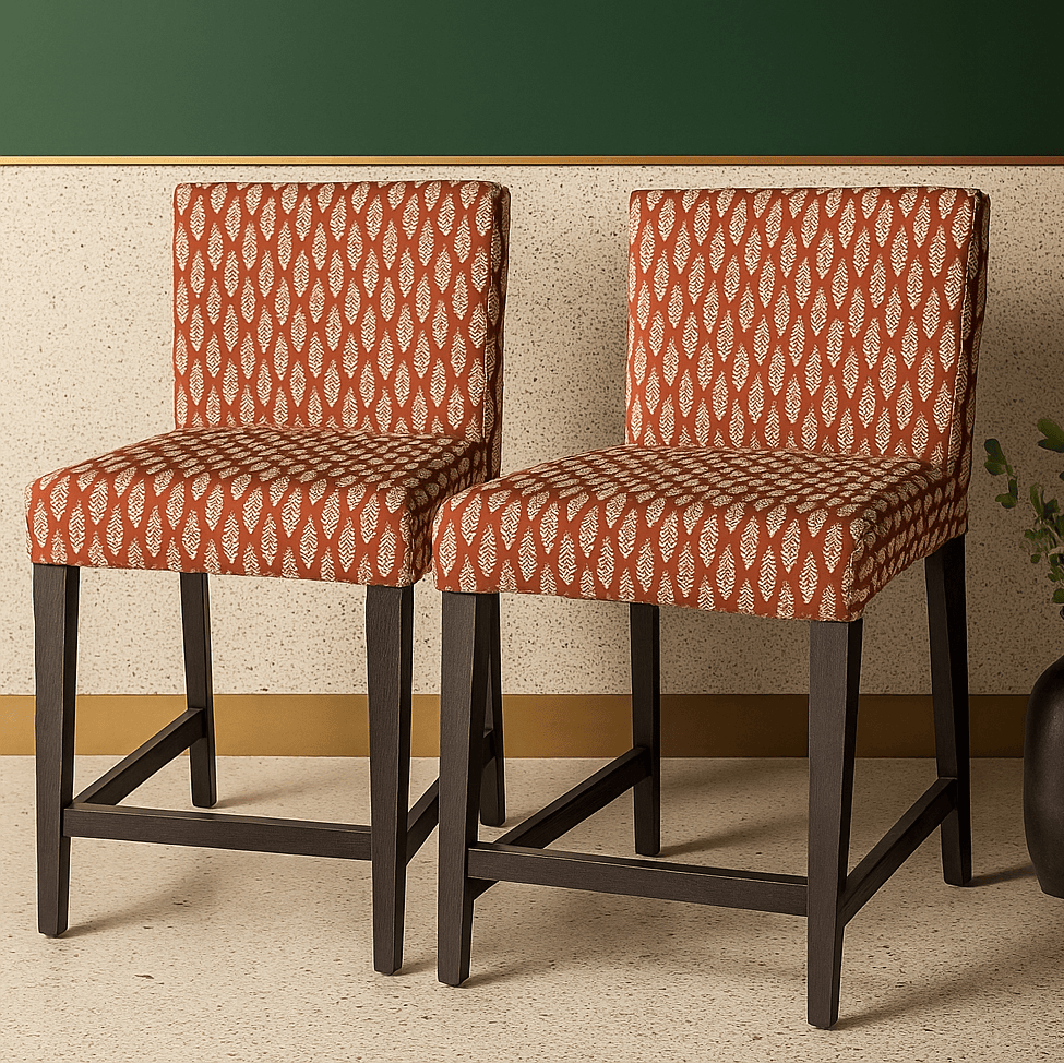 Rockin Cushions IKEA Henriksdal Barstool 2 Pack, Leaf Terracotta Red Barstool Covers, Compatible with IKEA Henriksdal