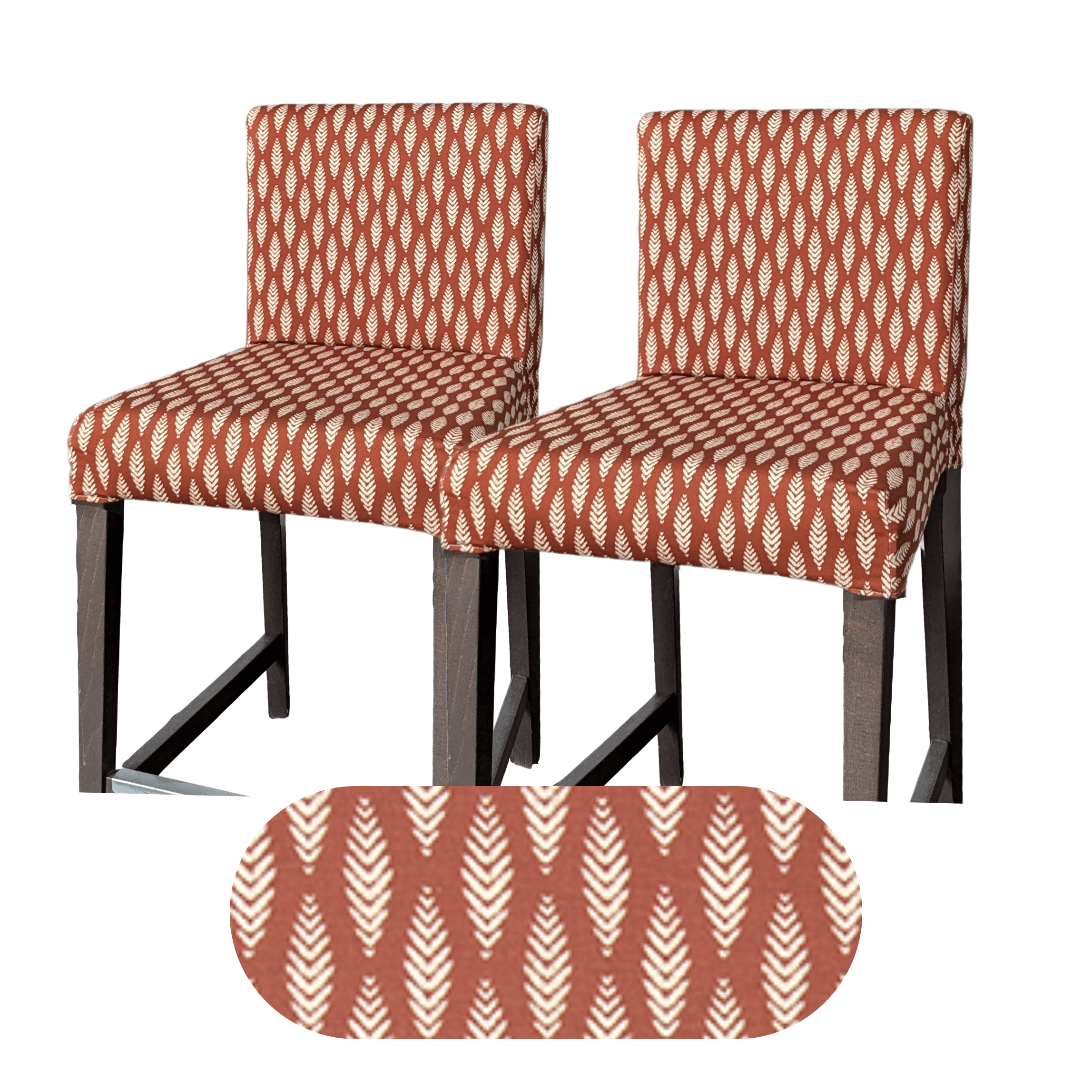 Rockin Cushions IKEA Henriksdal Barstool 2 Pack, Leaf Terracotta Red Barstool Covers, Compatible with IKEA Henriksdal