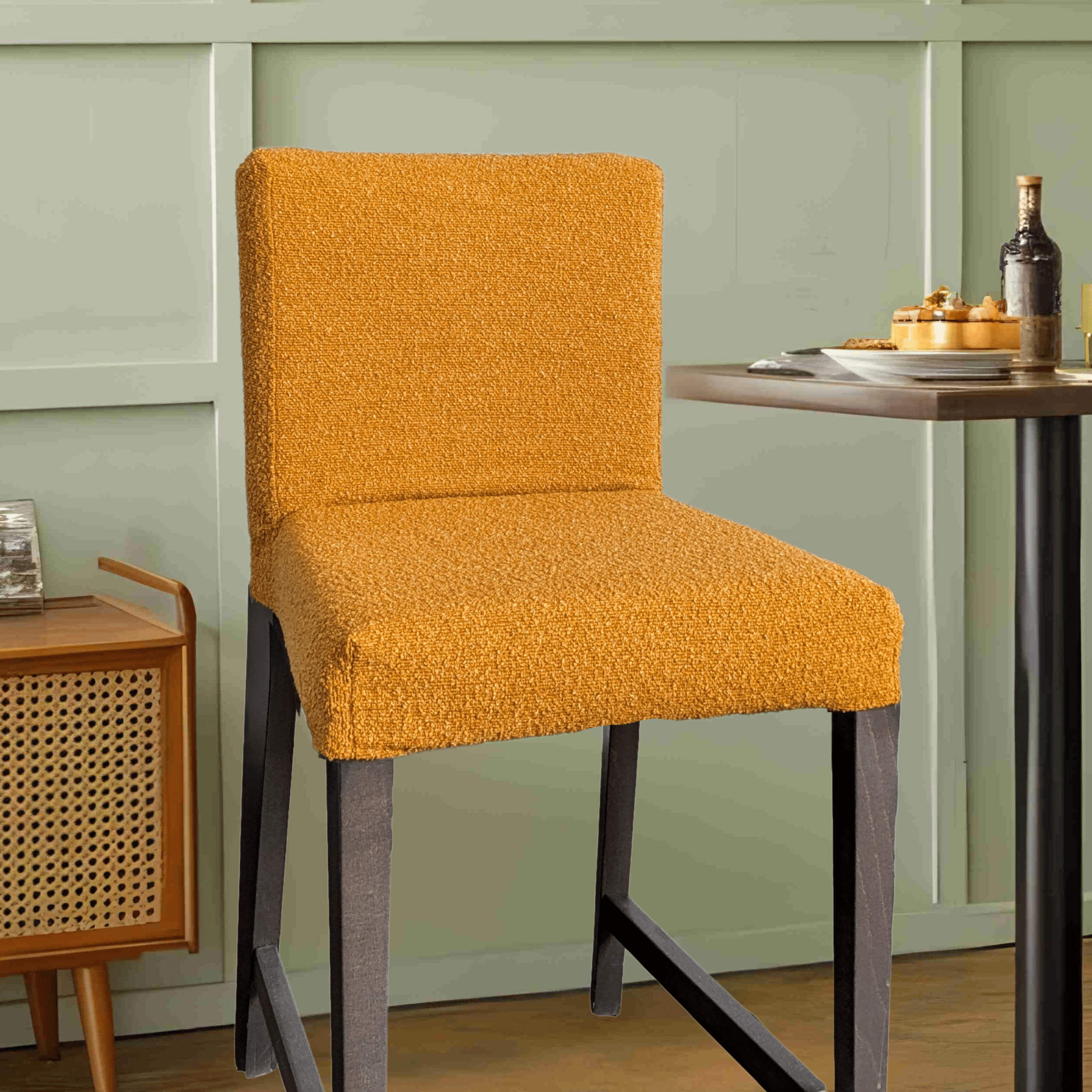 Rockin Cushions IKEA Henriksdal Barstool Boucle Shearling Cinnamon Brown Barstool Covers, Compatible with IKEA Henriksdal, Set of 2