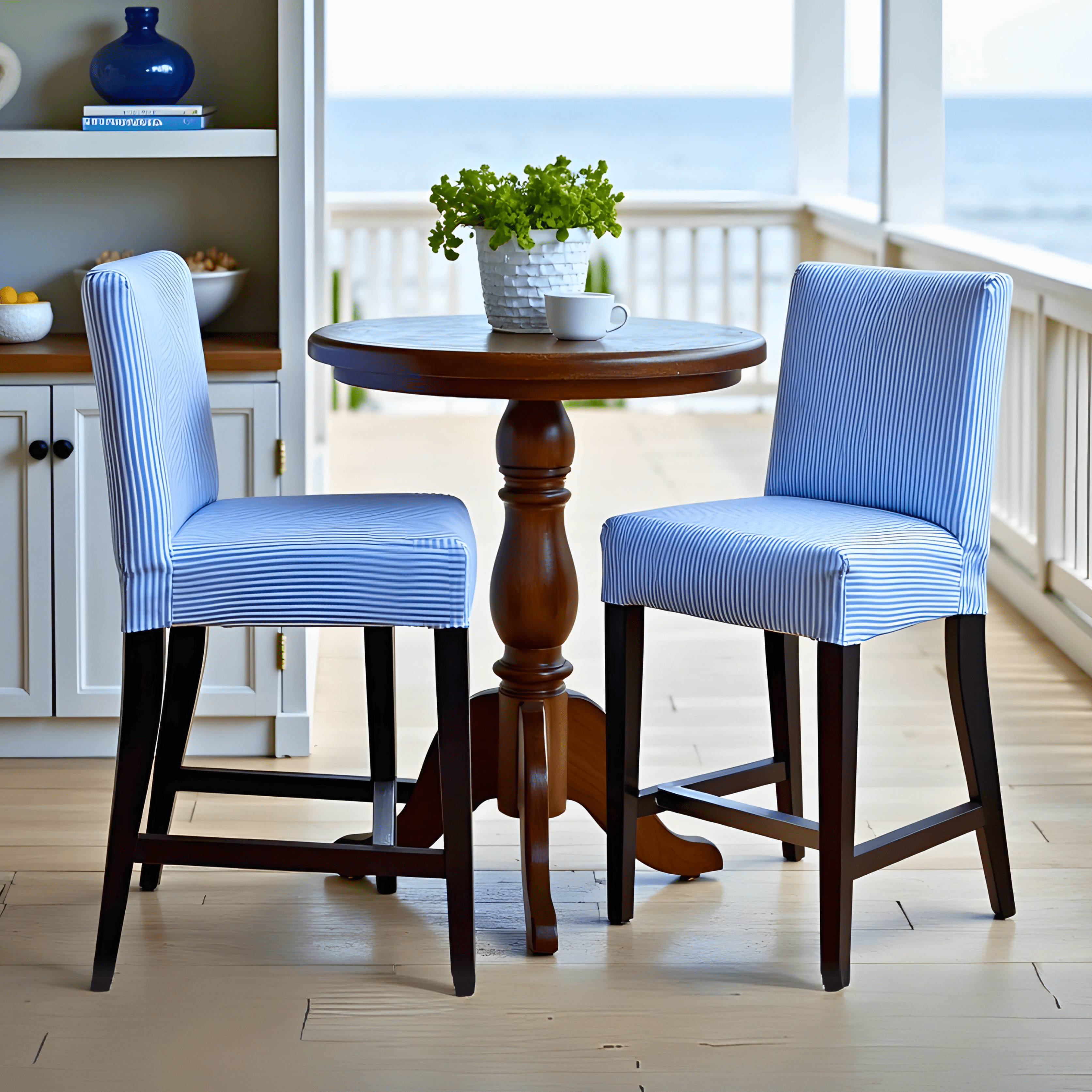 Rockin Cushions IKEA Henriksdal Barstool SALE 2 Pack, Blue Ticking Stripe Barstool Covers, Compatible with IKEA Henriksdal