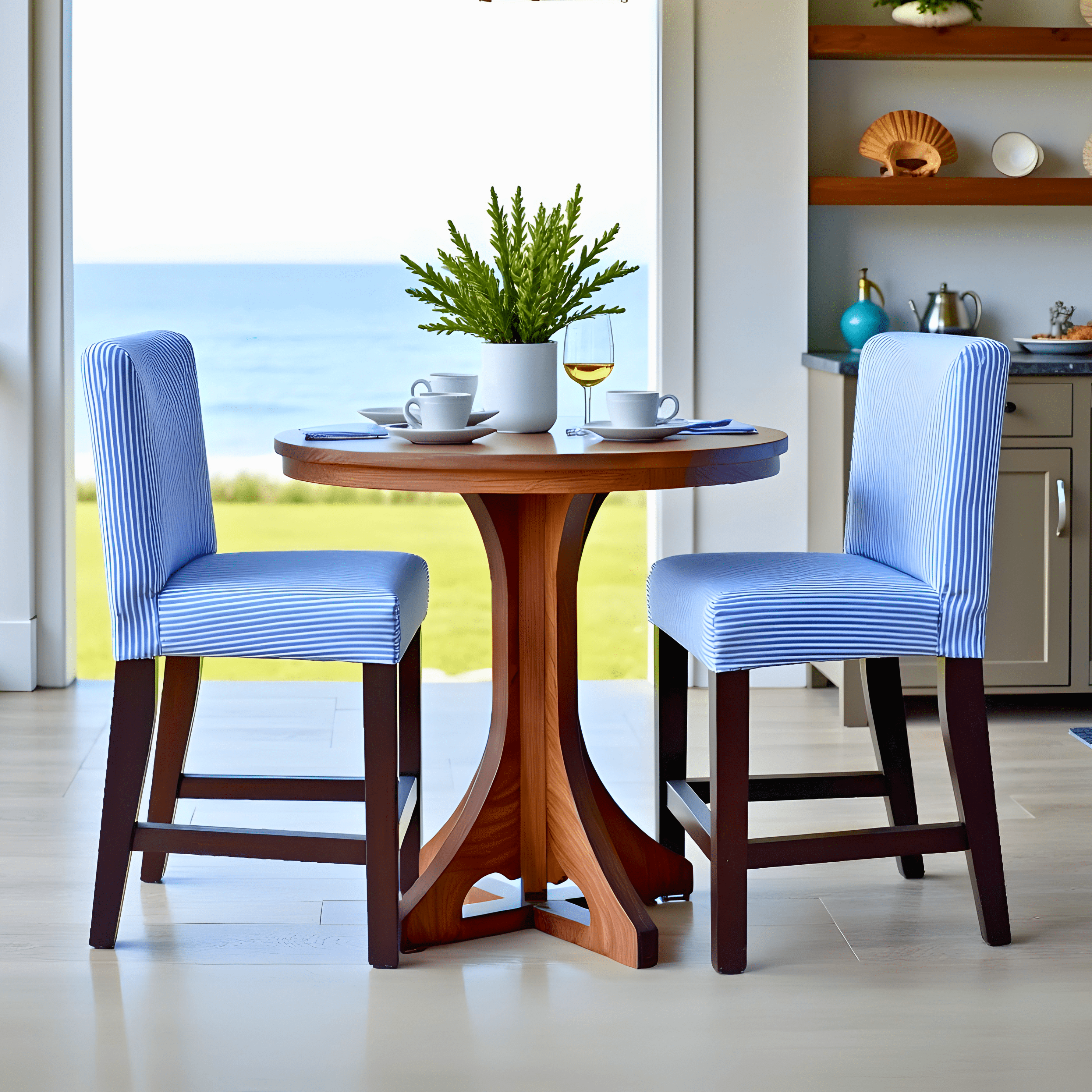 Rockin Cushions IKEA Henriksdal Barstool SALE 2 Pack, Blue Ticking Stripe Barstool Covers, Compatible with IKEA Henriksdal