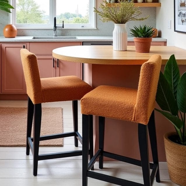 Rockin Cushions IKEA Henriksdal Barstool SALE 2 Pack, Boucle Cinnamon Brown Shearling Barstool Covers, Compatible with IKEA Henriksdal