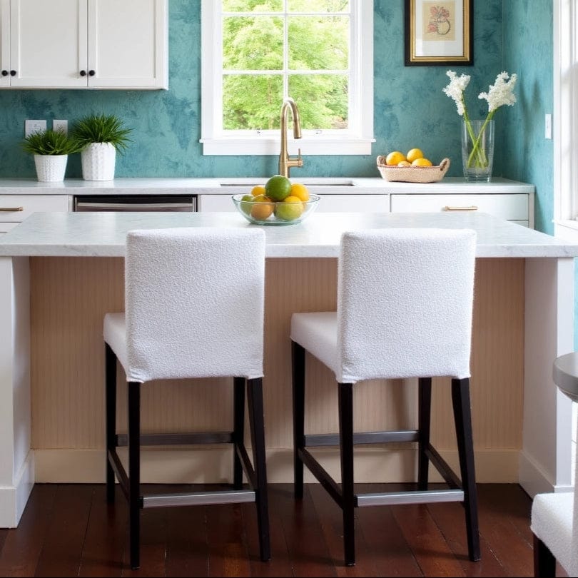 Rockin Cushions IKEA Henriksdal Barstool SALE 2 Pack, Boucle Shearling Natural White Barstool Covers, Compatible with IKEA Henriksdal