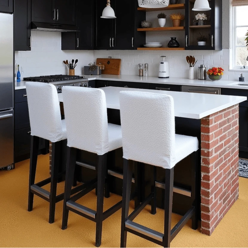 Rockin Cushions IKEA Henriksdal Barstool SALE 2 Pack, Boucle Shearling Natural White Barstool Covers, Compatible with IKEA Henriksdal