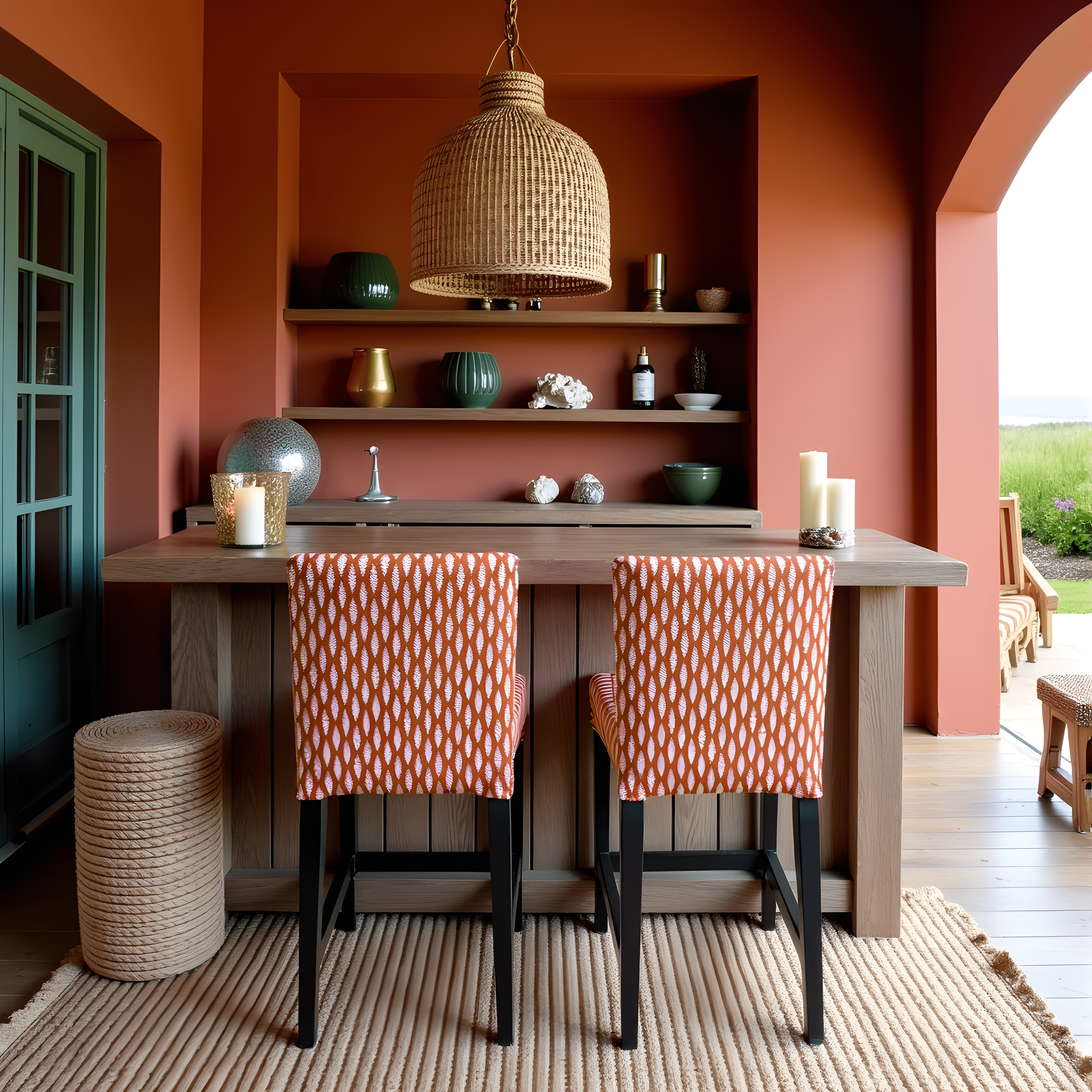 Rockin Cushions IKEA Henriksdal Barstool SALE 2 Pack, Leaf Terracotta Red Barstool Covers, Compatible with IKEA Henriksdal