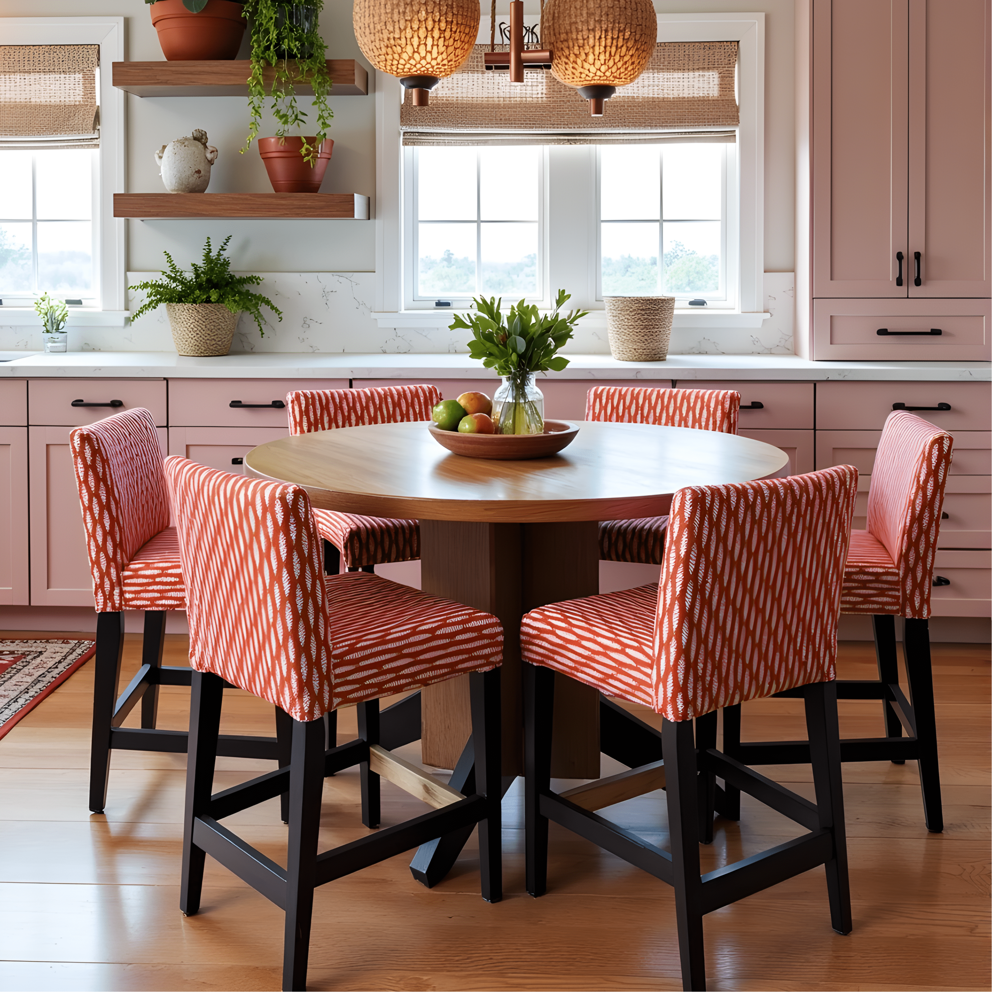 Rockin Cushions IKEA Henriksdal Barstool SALE 2 Pack, Leaf Terracotta Red Barstool Covers, Compatible with IKEA Henriksdal