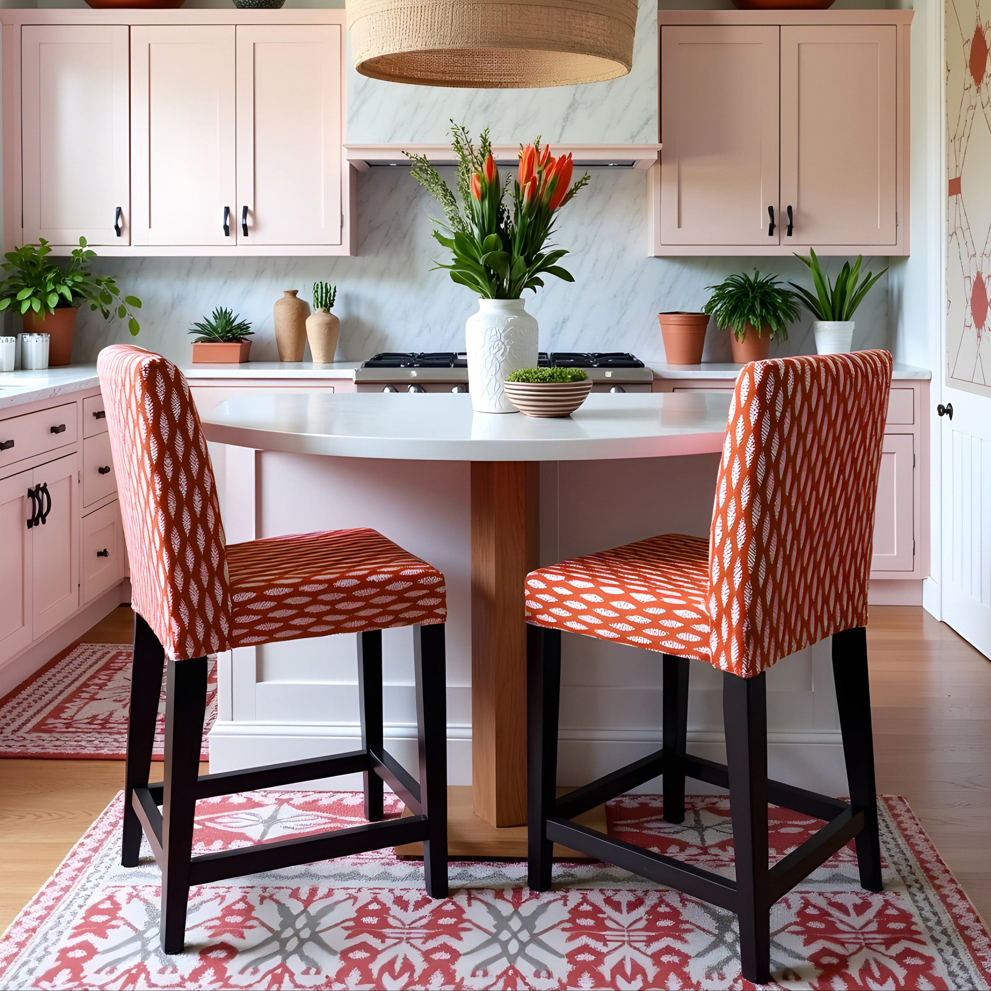 Rockin Cushions IKEA Henriksdal Barstool SALE 2 Pack, Leaf Terracotta Red Barstool Covers, Compatible with IKEA Henriksdal