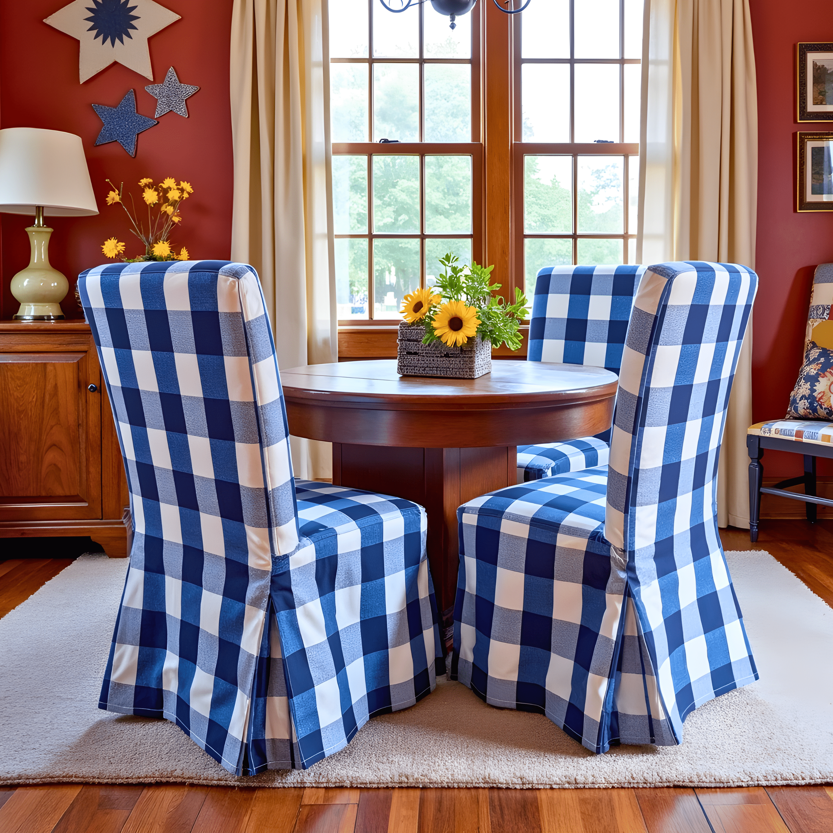 Rockin Cushions IKEA Henriksdal Dining 2 Pack - Dining Chair Covers, Compatible with IKEA Henriksdal, Buffalo Check Navy Blue, Floor Length