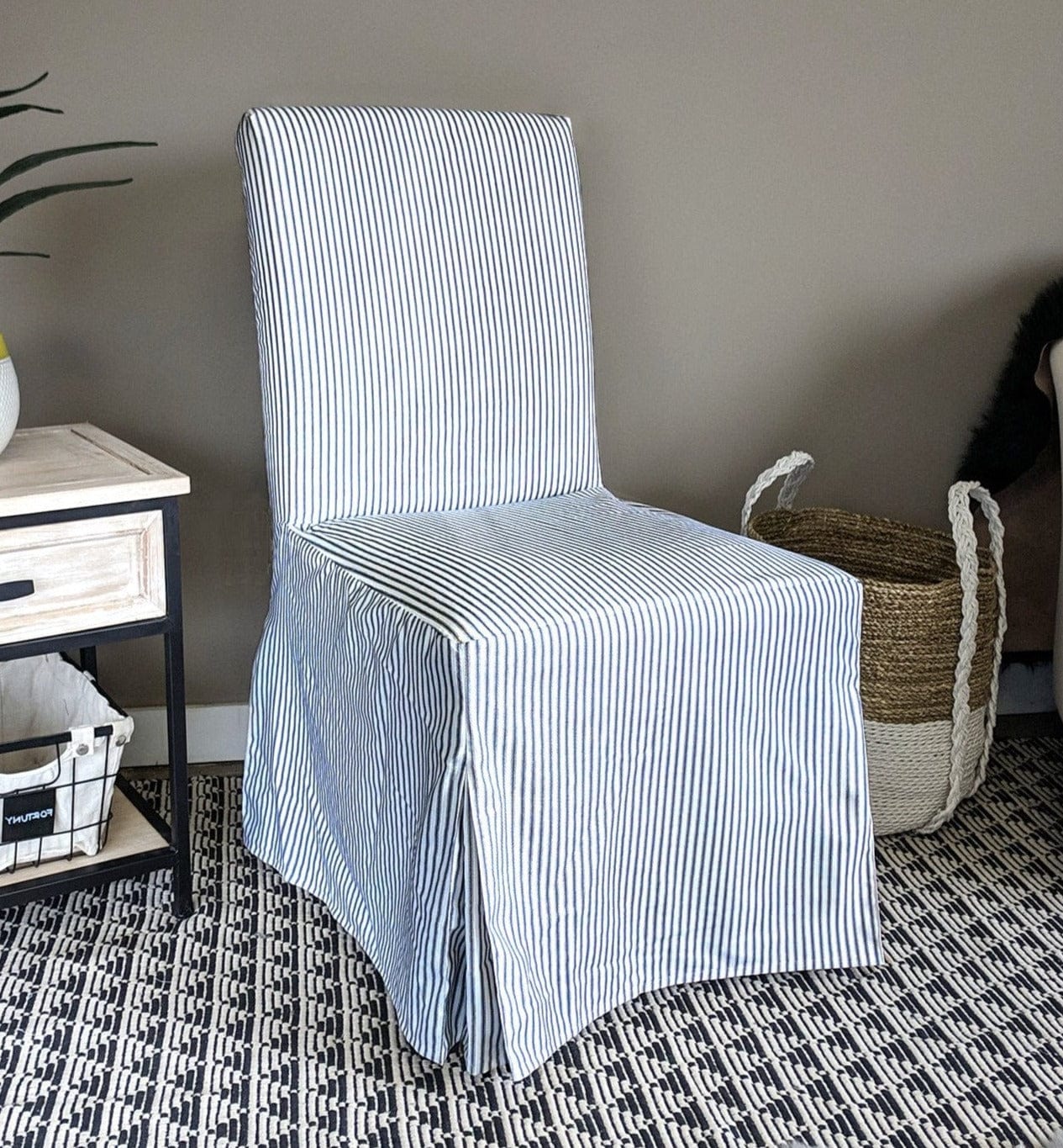 Rockin Cushions IKEA Henriksdal Dining 2 Pack - Navy Ticking Stripe IKEA HENRIKSDAL Slip Cover, Floor Length