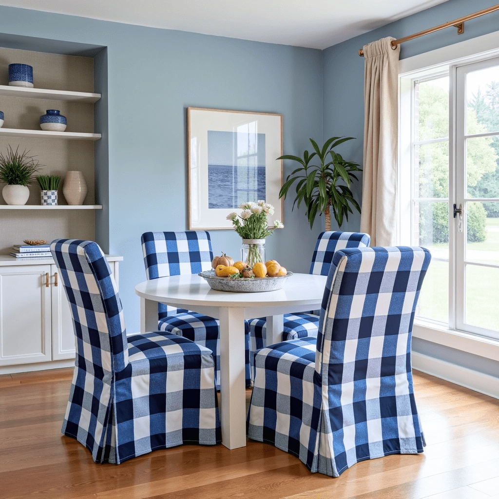 Rockin Cushions IKEA Henriksdal Dining 4 Pack - Dining Chair Slip Covers, Compatible with IKEA Henriksdal,  Buffalo Check Navy Blue, Floor Length