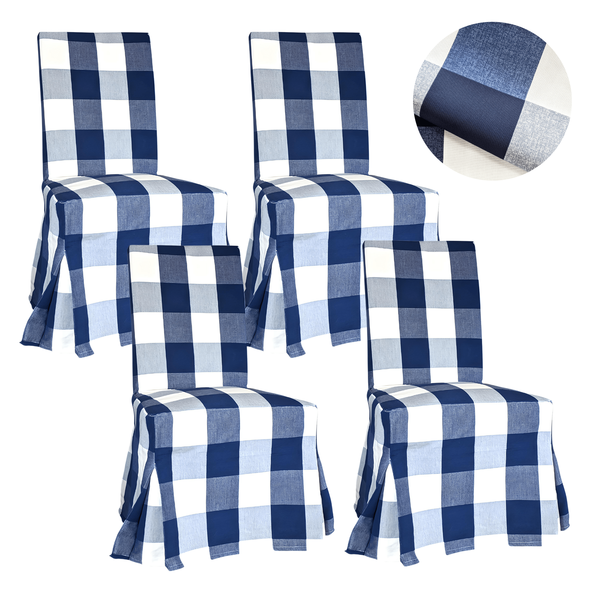Rockin Cushions IKEA Henriksdal Dining 4 Pack - IKEA Henriksdal Dining Chair Cover, Buffalo Check Navy Blue, Floor Length