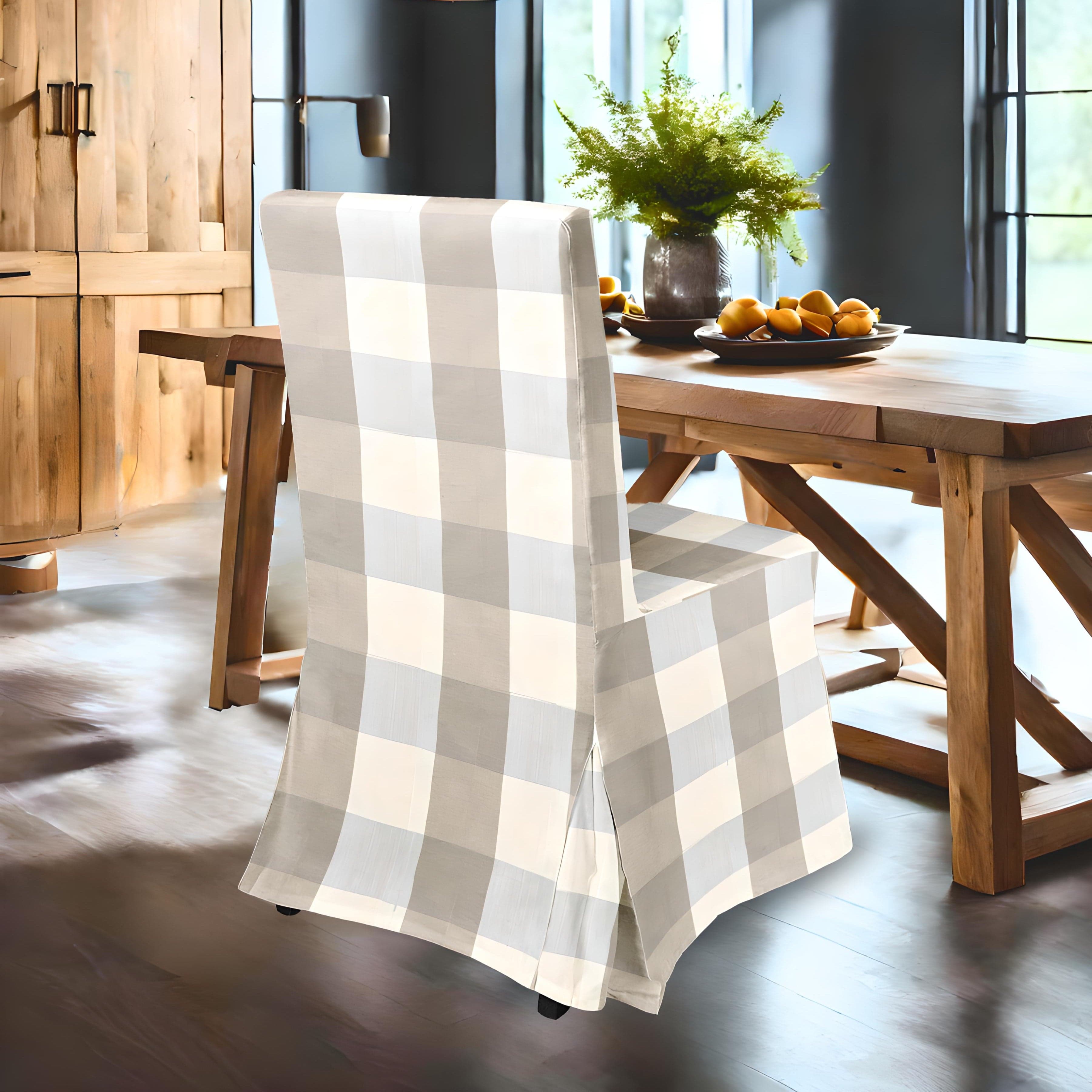 Rockin Cushions IKEA Henriksdal Dining 4 Pack - IKEA HENRIKSDAL Dining Chair Covers, Buffalo Check Beige Floor Length