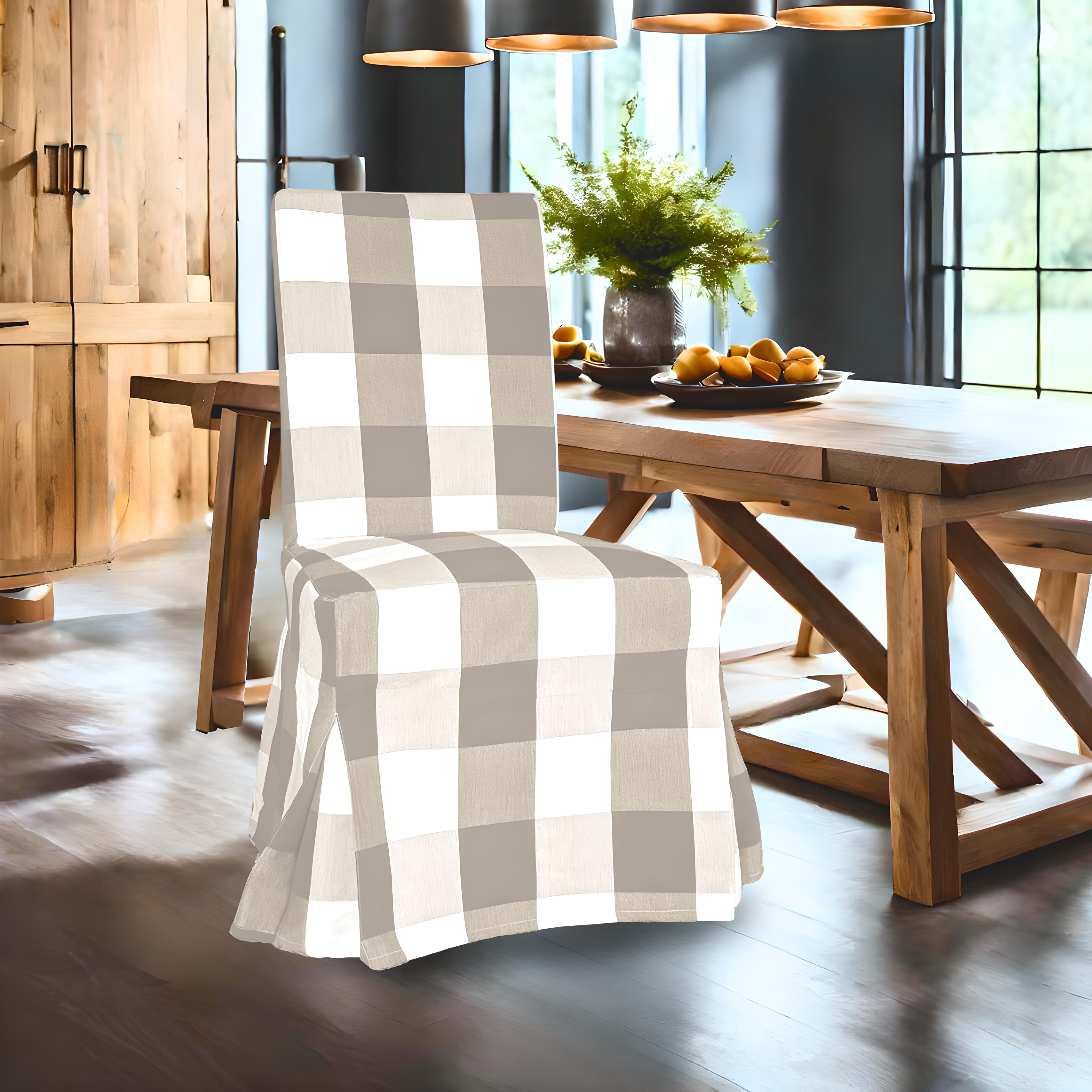 Rockin Cushions IKEA Henriksdal Dining 4 Pack - IKEA HENRIKSDAL Dining Chair Covers, Buffalo Check Beige Floor Length