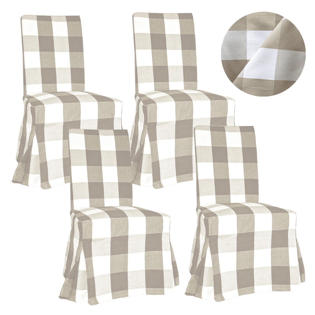 Rockin Cushions IKEA Henriksdal Dining 4 Pack - IKEA HENRIKSDAL Dining Chair Covers, Buffalo Check Beige Floor Length