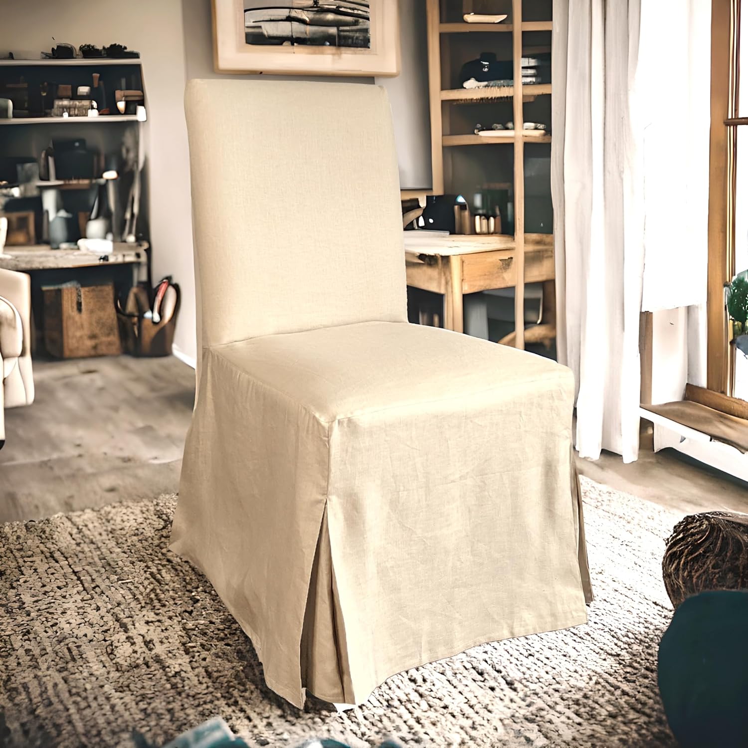 Rockin Cushions IKEA Henriksdal Dining 4 Pack - IKEA HENRIKSDAL Slip Cover, Beige Linen Floor Length