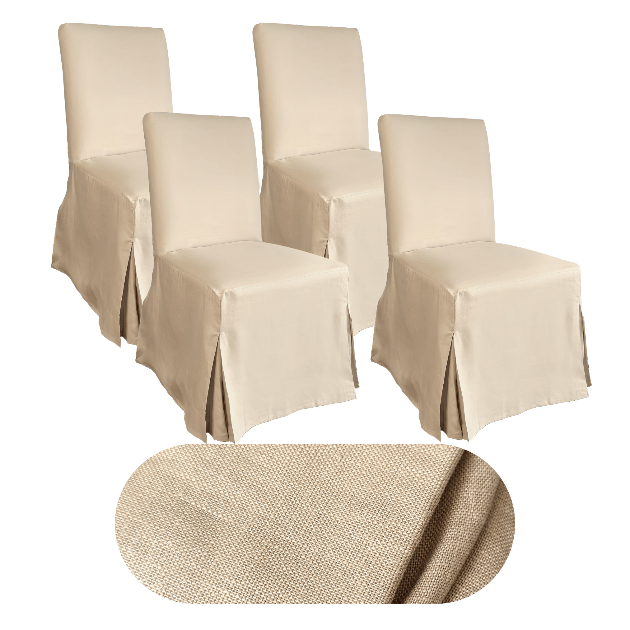 Rockin Cushions IKEA Henriksdal Dining 4 Pack - IKEA HENRIKSDAL Slip Cover, Beige Linen Floor Length