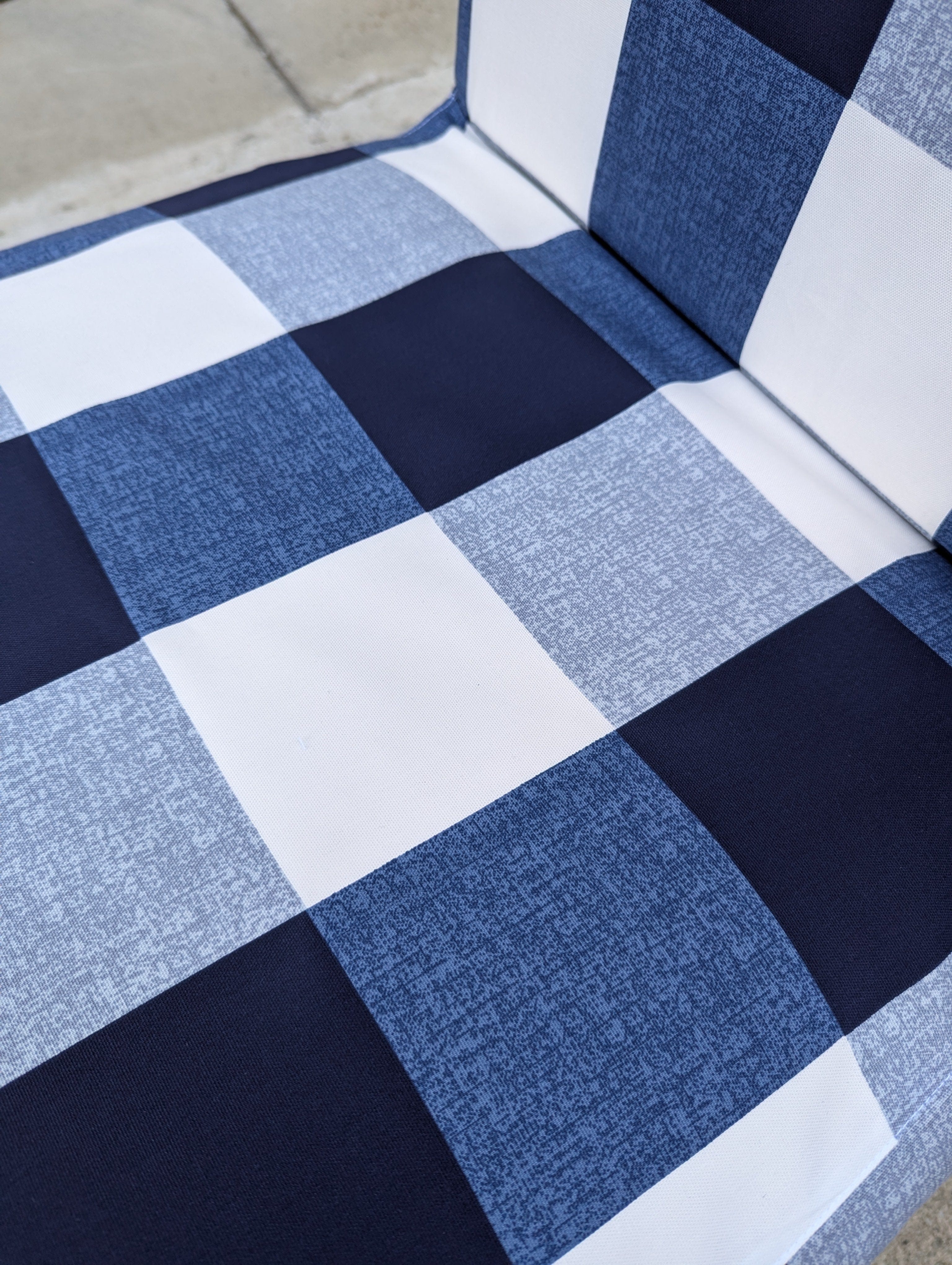 Rockin Cushions IKEA Henriksdal Dining Buffalo Check Navy Blue Floor Length Dining Chair Cover, Compatible with IKEA Henriksdal