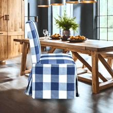 Load image into Gallery viewer, Rockin Cushions IKEA Henriksdal Dining IKEA Henriksdal Dining Chair Cover, Buffalo Check Navy Blue, Floor Length