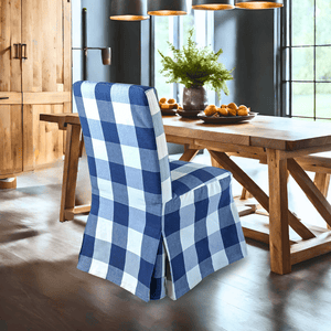 Rockin Cushions IKEA Henriksdal Dining IKEA Henriksdal Dining Chair Cover, Buffalo Check Navy Blue, Floor Length