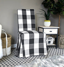 Load image into Gallery viewer, Rockin Cushions IKEA Henriksdal Dining IKEA Henriksdal Dining Chair Cover, Plaid Buffalo Check Black, Floor Length