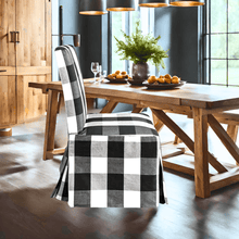 Load image into Gallery viewer, Rockin Cushions IKEA Henriksdal Dining IKEA Henriksdal Dining Chair Cover, Plaid Buffalo Check Black, Floor Length