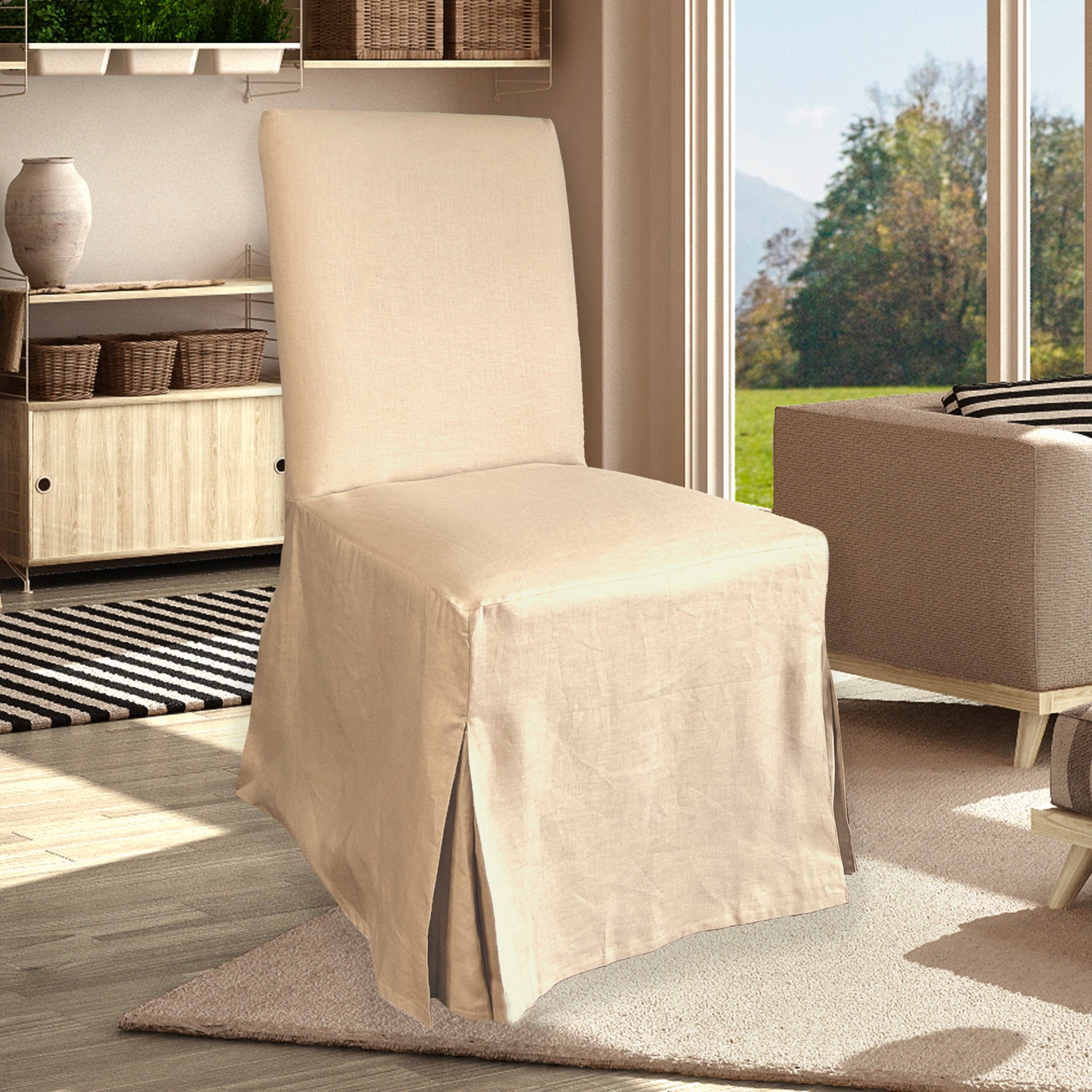 Rockin Cushions IKEA Henriksdal Dining IKEA HENRIKSDAL Slip Cover, Beige Linen Floor Length