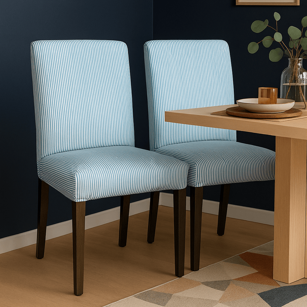 Rockin Cushions IKEA Henriksdal Dining Regular 2 Pack, Blue Ticking Stripe Dining Chair Covers, Compatible with IKEA Henriksdal