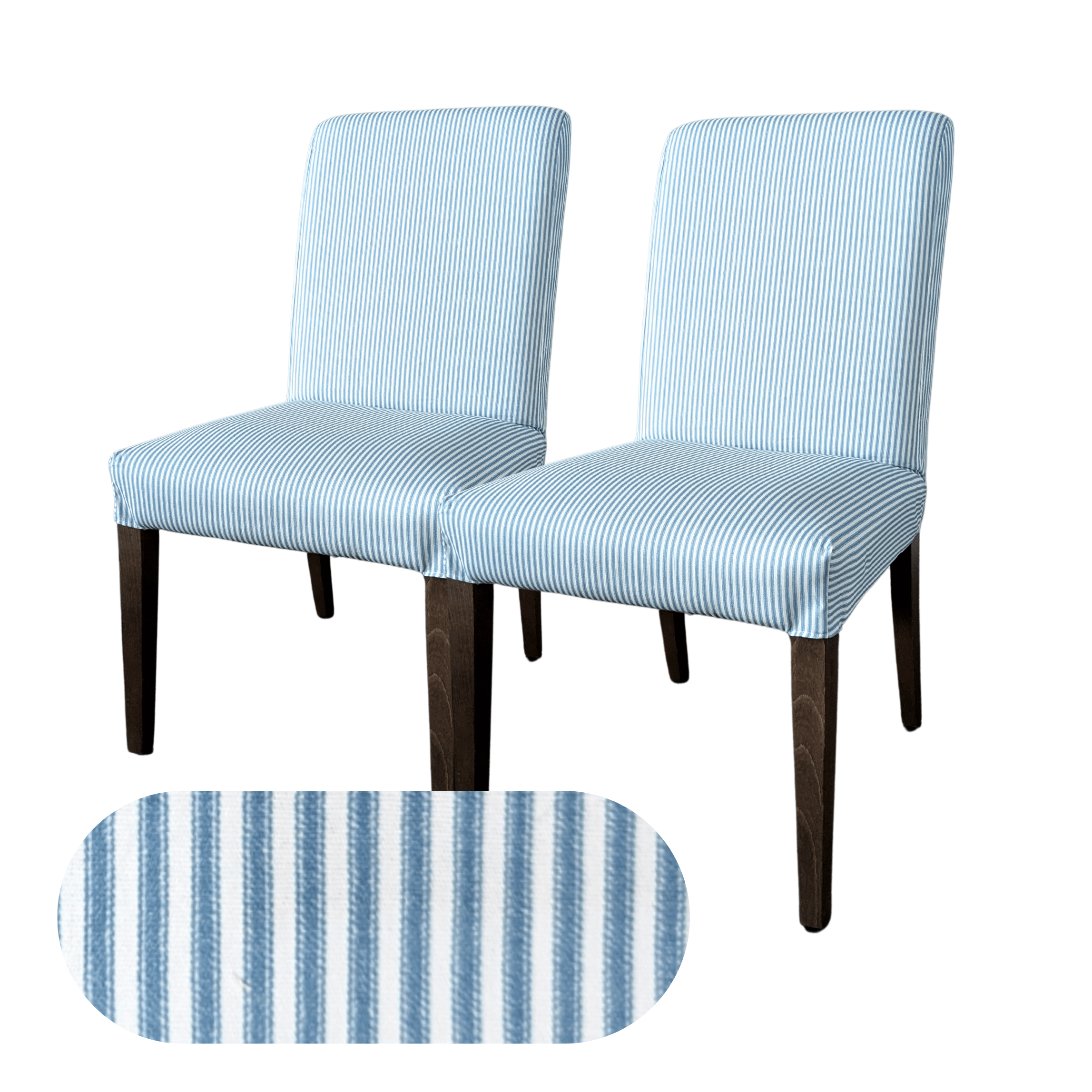 Rockin Cushions IKEA Henriksdal Dining Regular 2 Pack, Blue Ticking Stripe Dining Chair Covers, Compatible with IKEA Henriksdal