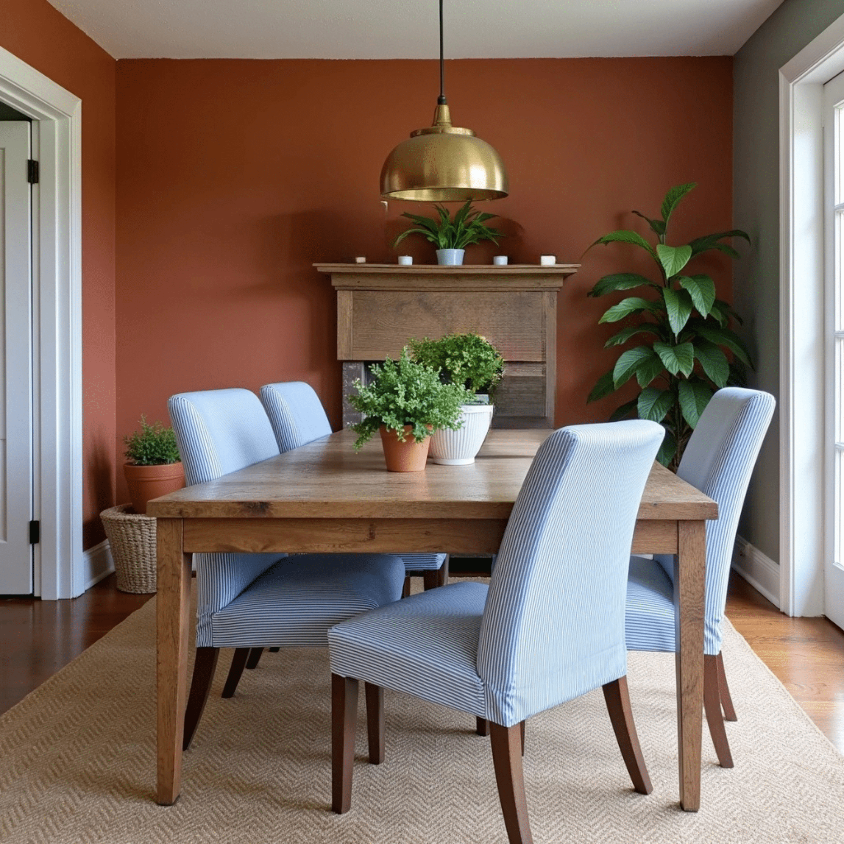 Rockin Cushions IKEA Henriksdal Dining Regular 2 Pack, Blue Ticking Stripe Dining Chair Covers, Compatible with IKEA Henriksdal