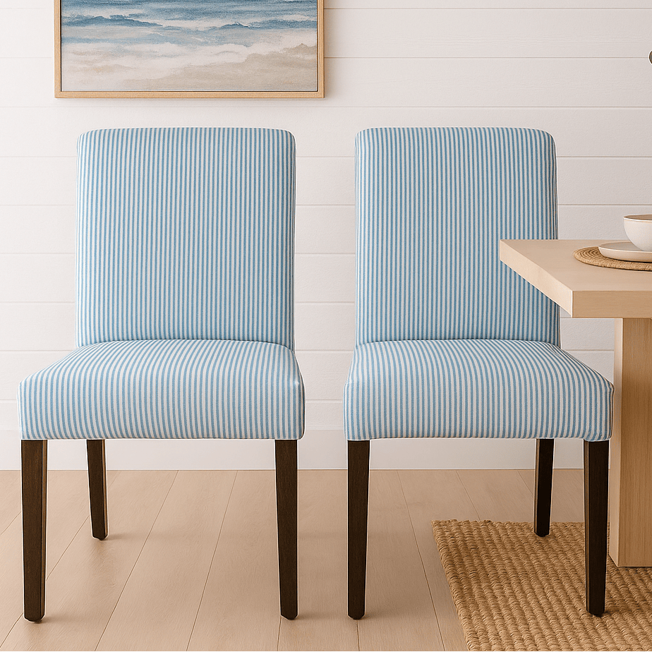 Rockin Cushions IKEA Henriksdal Dining Regular 2 Pack, Blue Ticking Stripe Dining Chair Covers, Compatible with IKEA Henriksdal, Euro/Aus