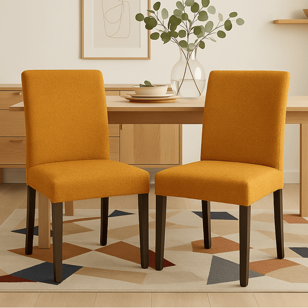 Cinnamon Brown Bouclé IKEA Henriksdal Dining Chair Covers Set of 2
