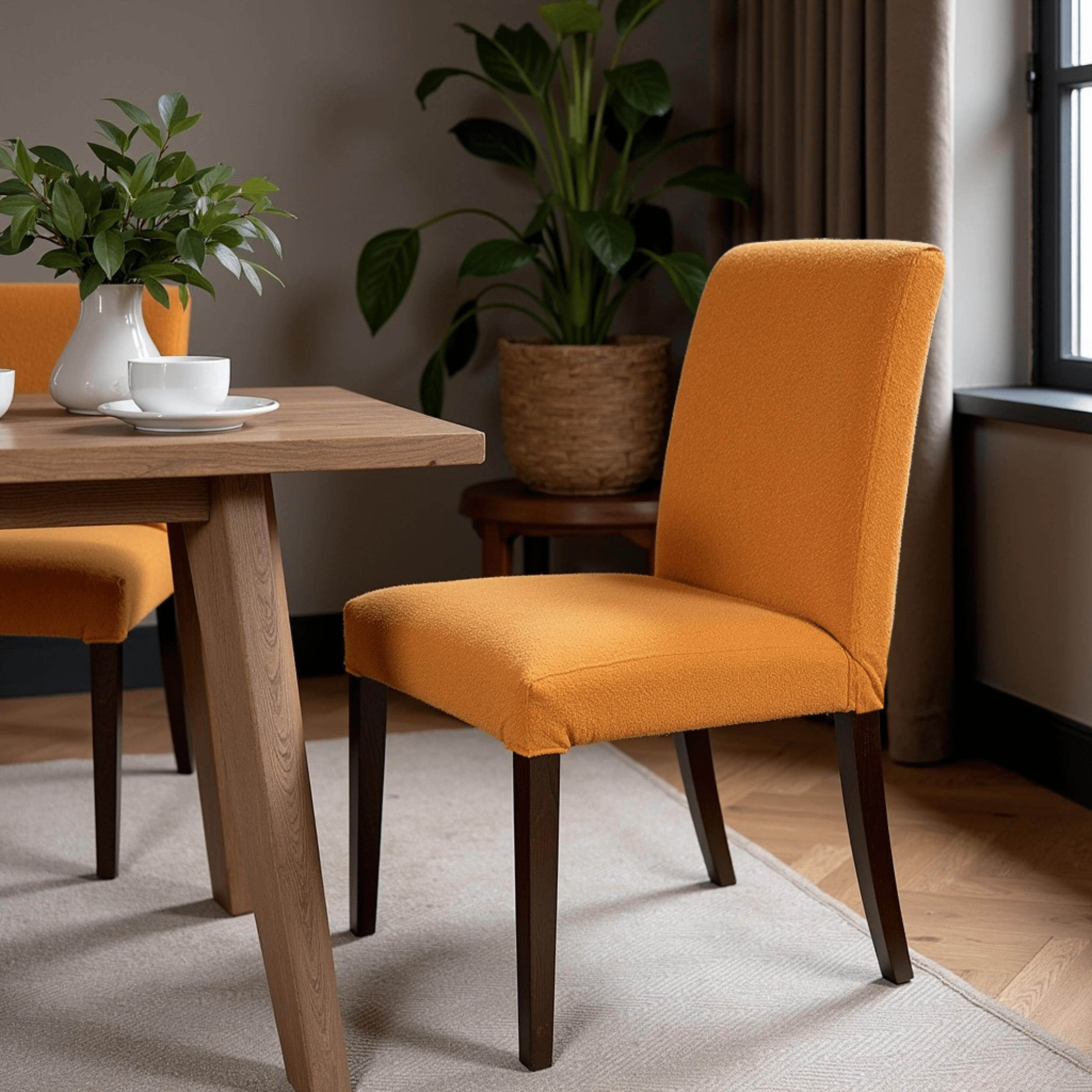 Rockin Cushions IKEA Henriksdal Dining Regular 2 Pack, Boucle Cinnamon Brown Dining Chair Cover, Compatible with IKEA Henriksdal