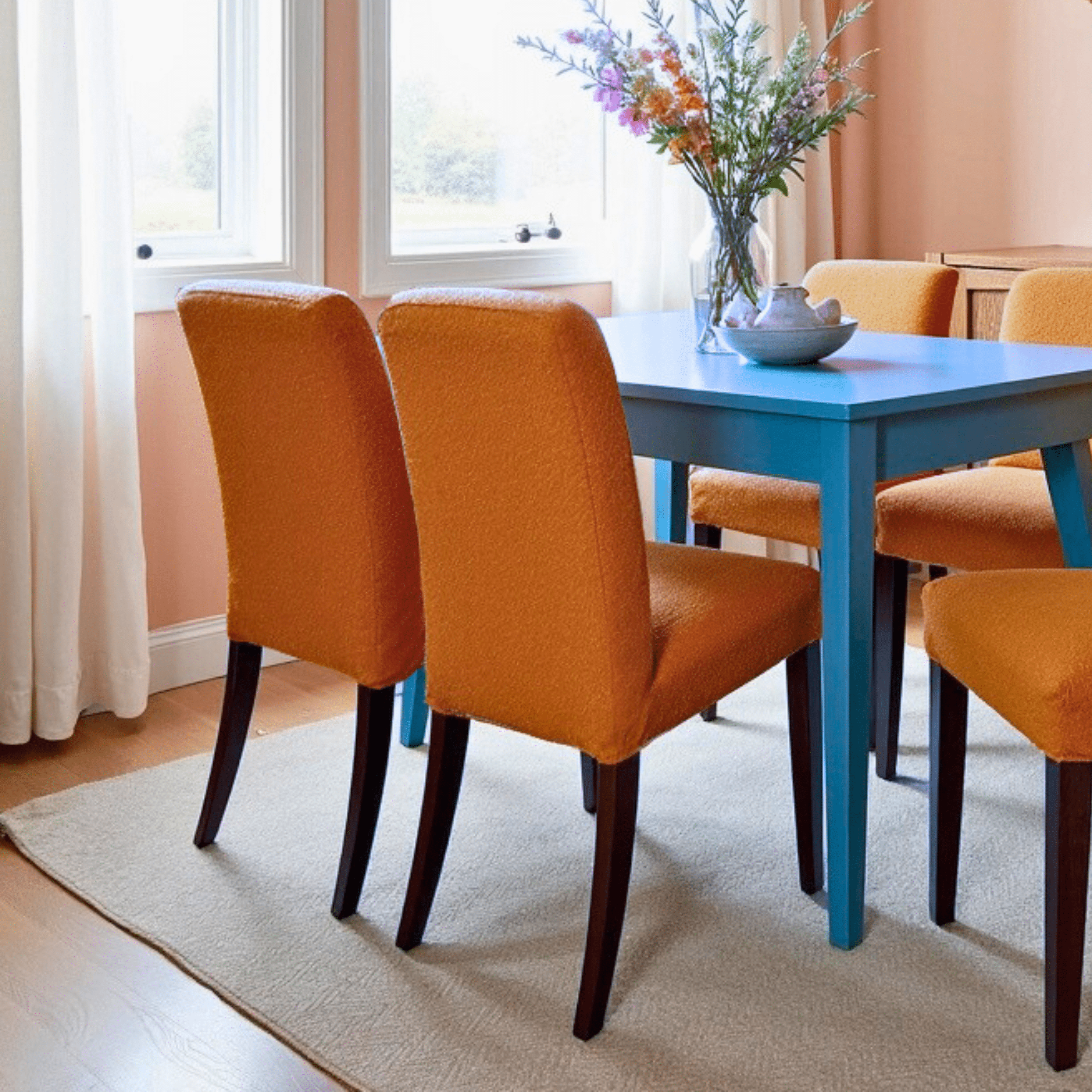 Rockin Cushions IKEA Henriksdal Dining Regular 2 Pack, Boucle Cinnamon Brown Dining Chair Cover, Compatible with IKEA Henriksdal