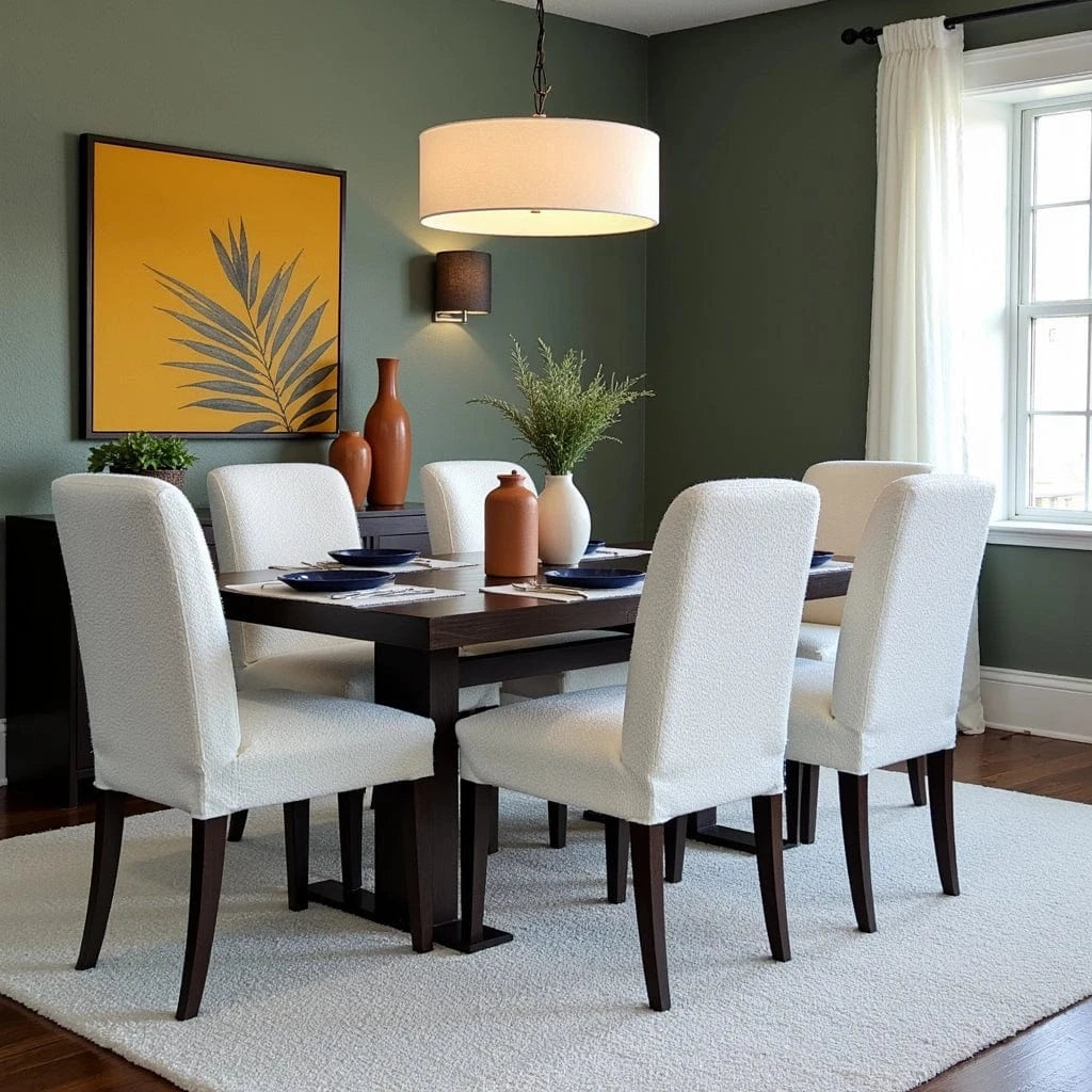 Rockin Cushions IKEA Henriksdal Dining Regular 2 Pack, Boucle Natural White Dining Chair Covers, Compatible with IKEA Henriksdal