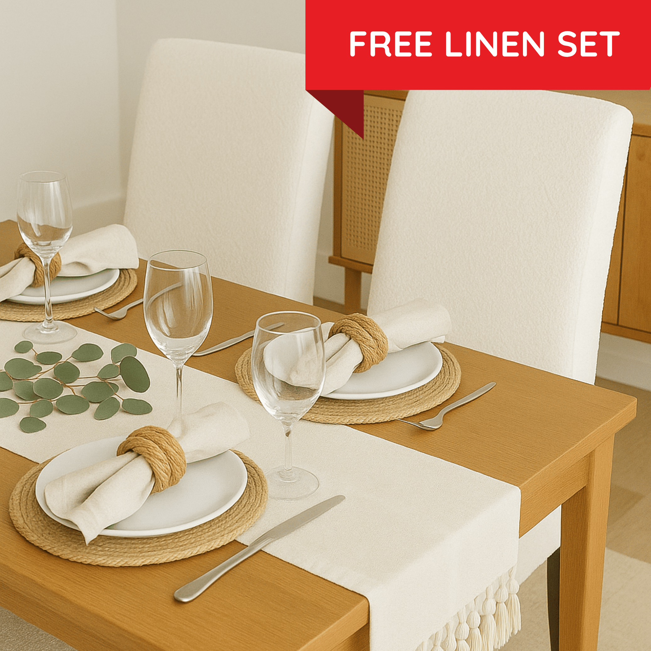 Rockin Cushions IKEA Henriksdal Dining Regular 2 Pack, Boucle Natural White Dining Chair Covers, Compatible with IKEA Henriksdal