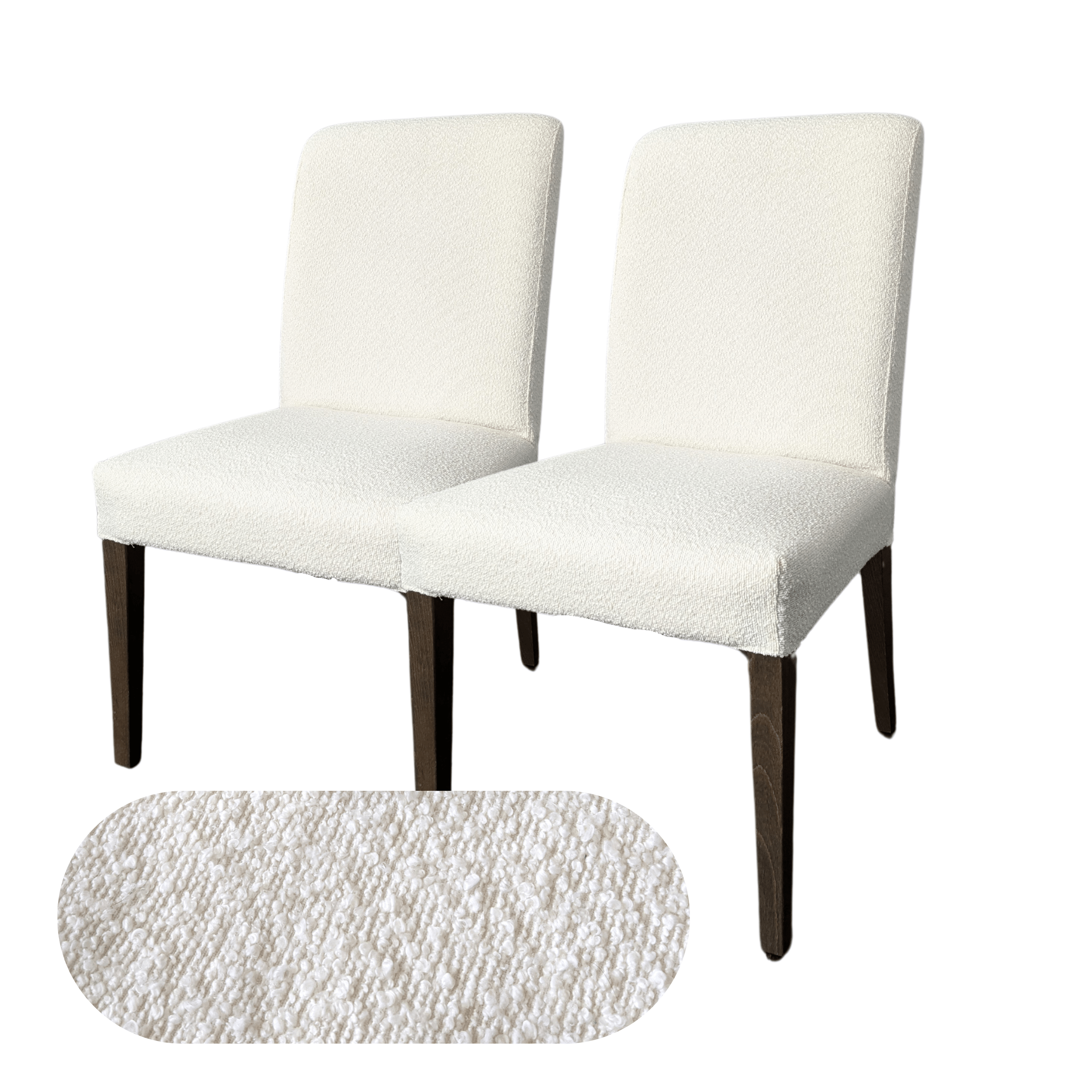 Rockin Cushions IKEA Henriksdal Dining Regular 2 Pack, Boucle Natural White Dining Chair Covers, Compatible with IKEA Henriksdal