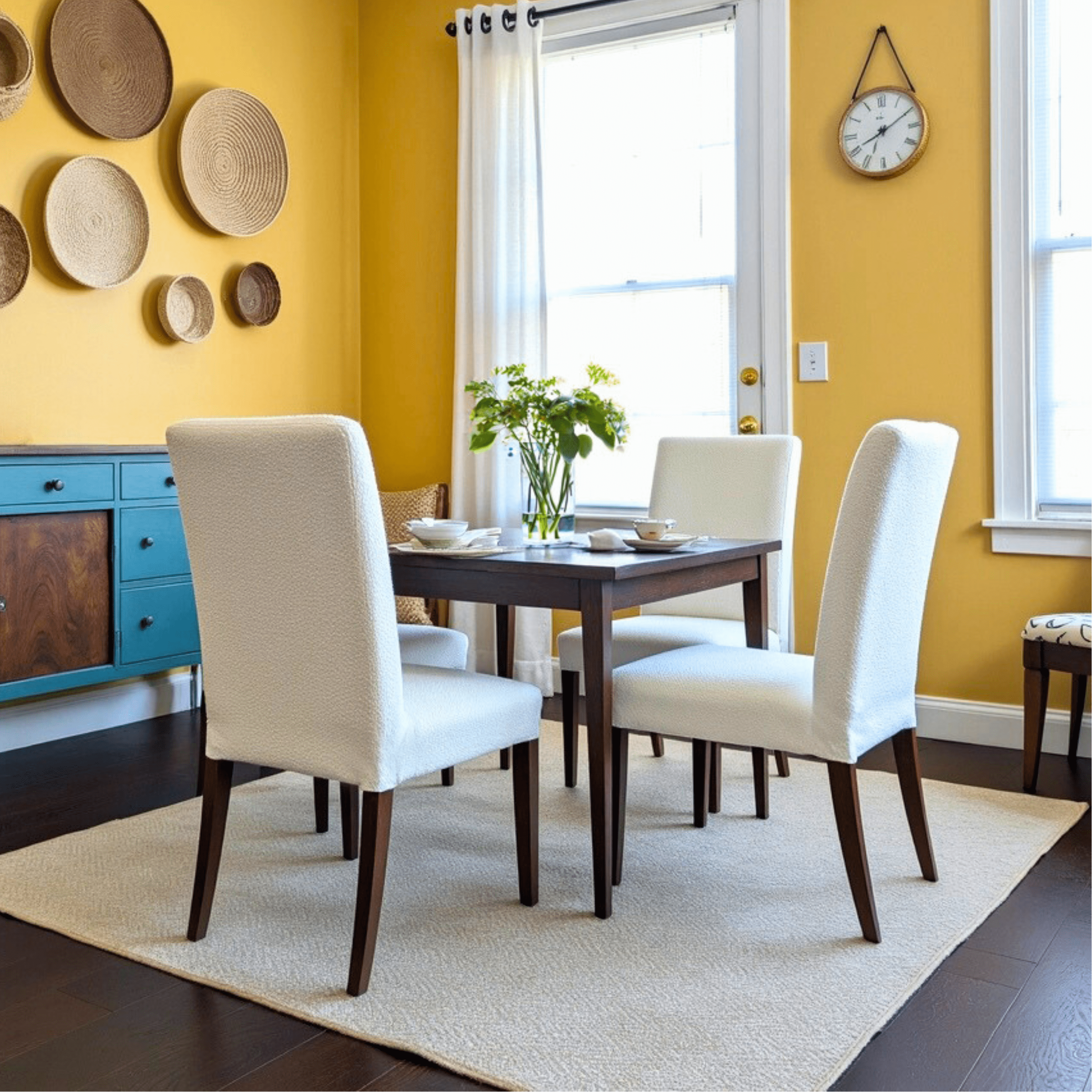 Rockin Cushions IKEA Henriksdal Dining Regular 2 Pack, Boucle Natural White Dining Chair Covers, Compatible with IKEA Henriksdal